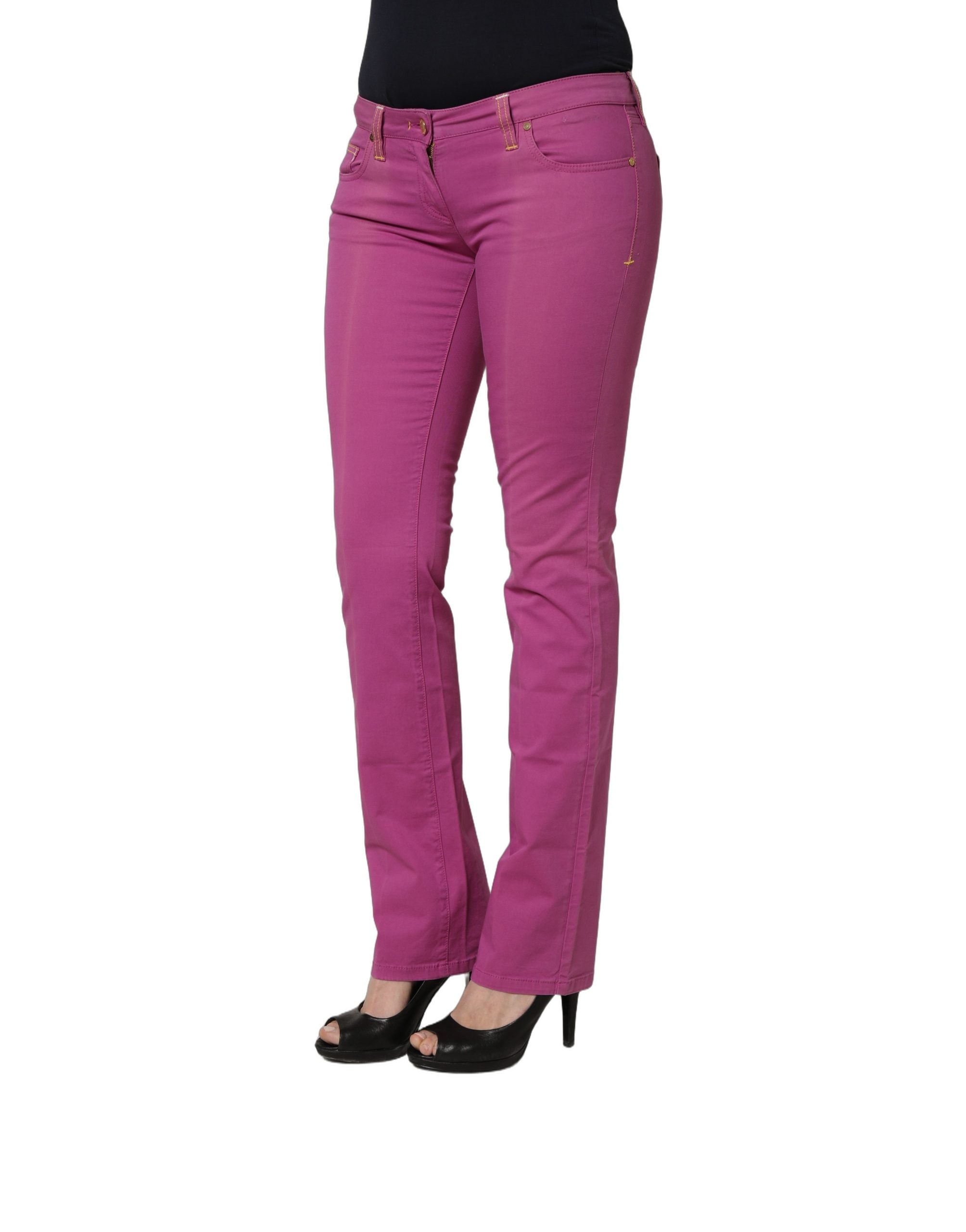 Alviero Martini Prima Classe Purple Cotton Slim Fit Denim Trouser Jeans