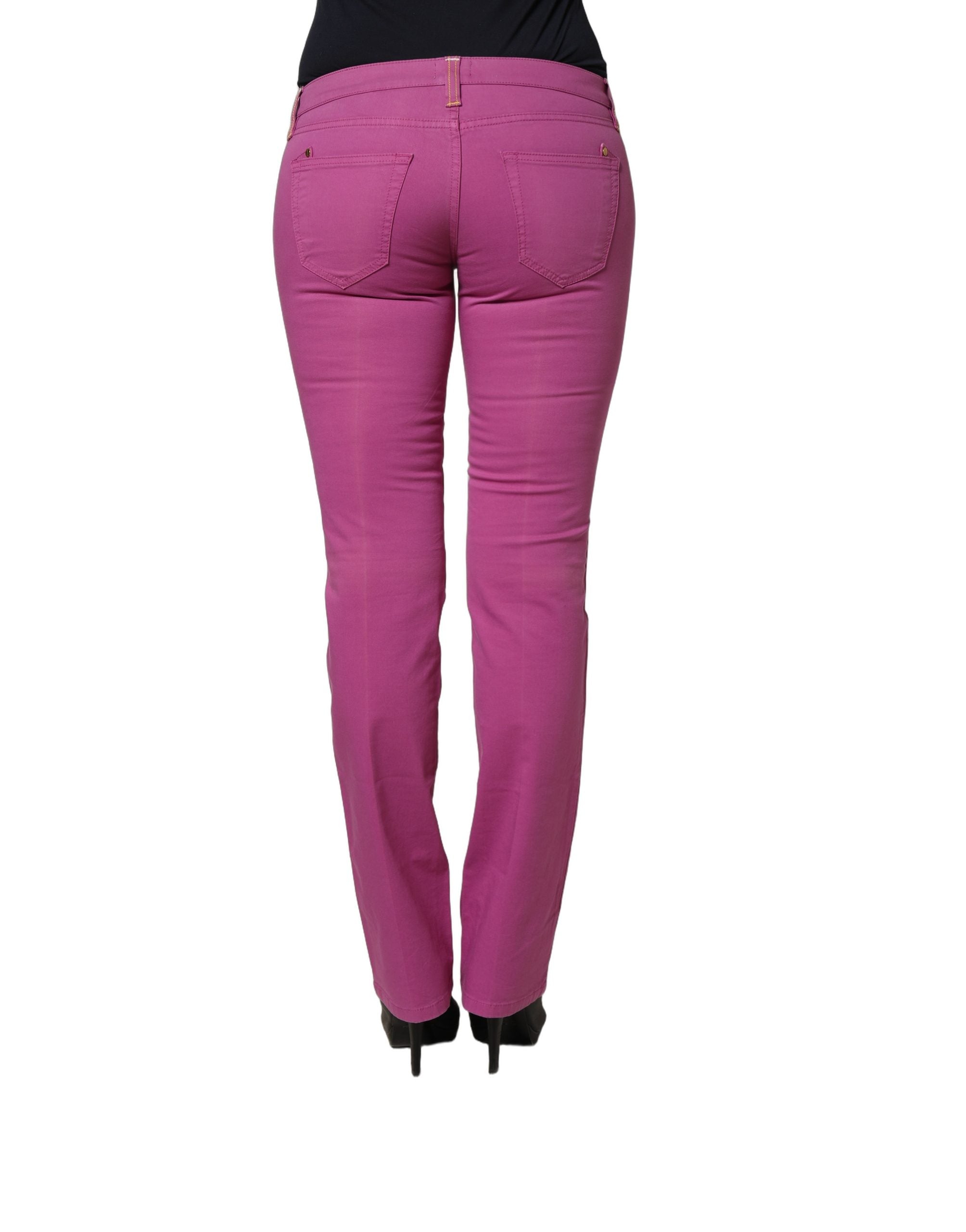 Alviero Martini Prima Classe Purple Cotton Slim Fit Denim Trouser Jeans