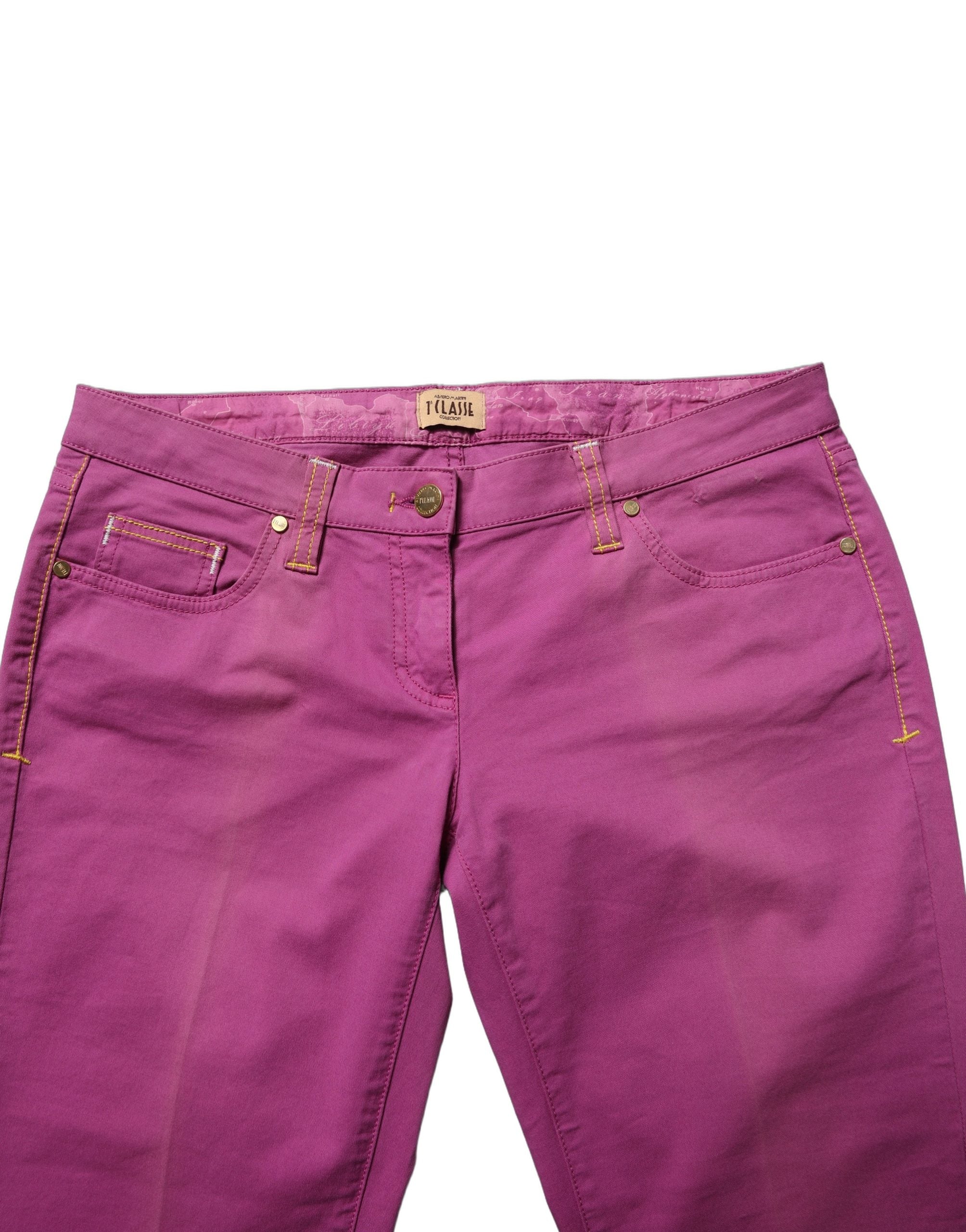 Alviero Martini Prima Classe Purple Cotton Slim Fit Denim Trouser Jeans
