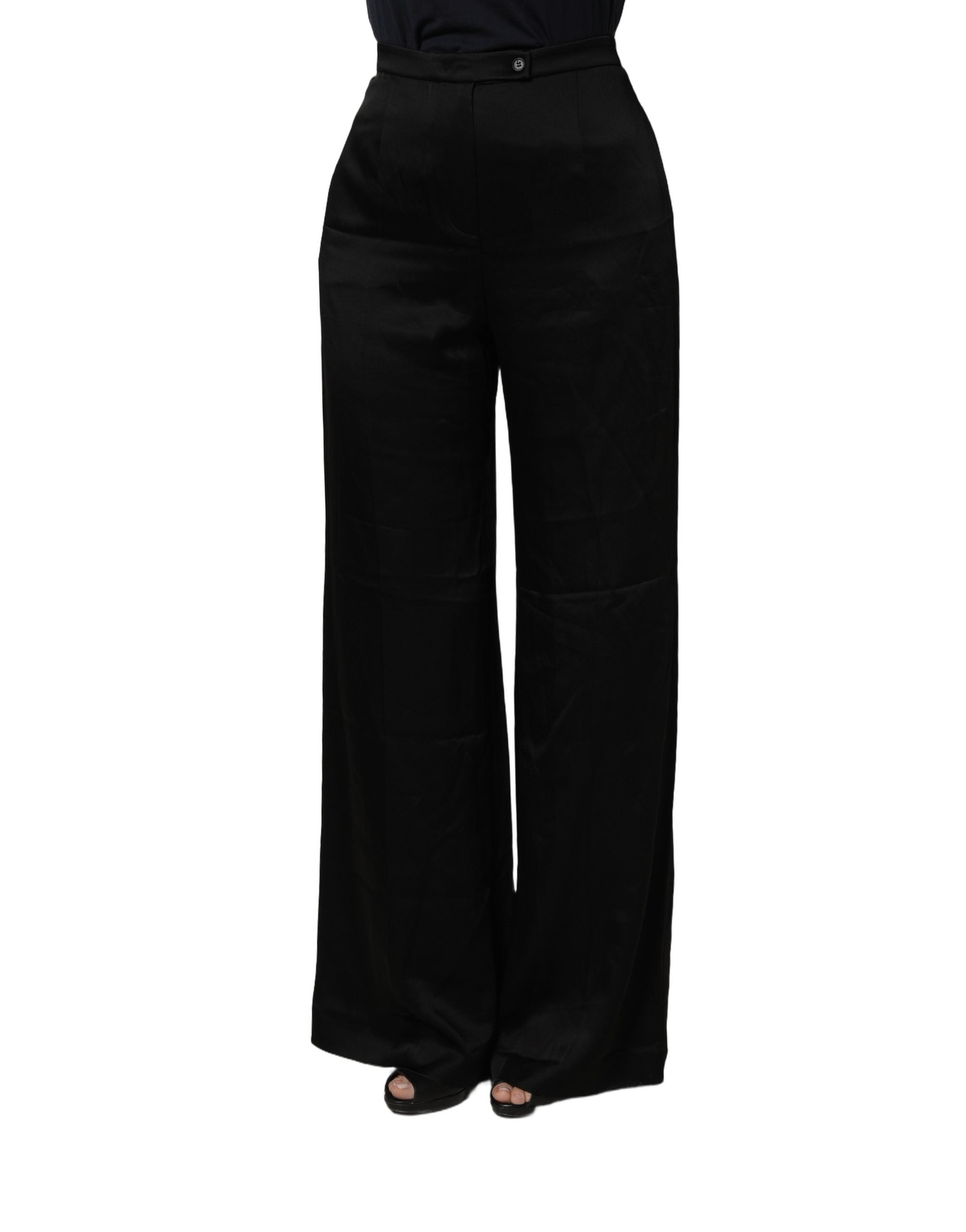 Alberta Ferretti Black HighWaist WideLeg Women Trouser Pants