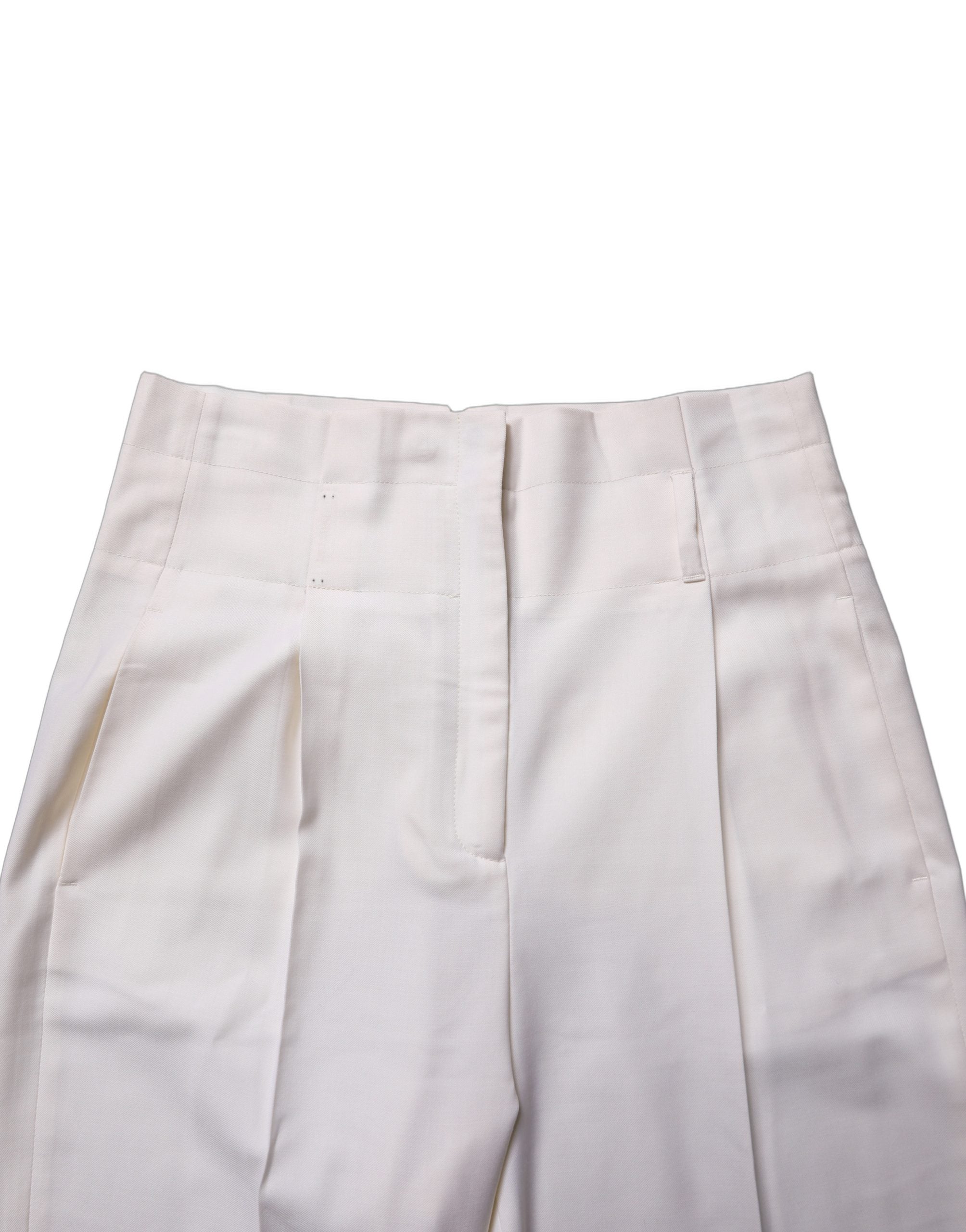 Peserico White Skinny High Waist Chino Cropped Trouser Pants