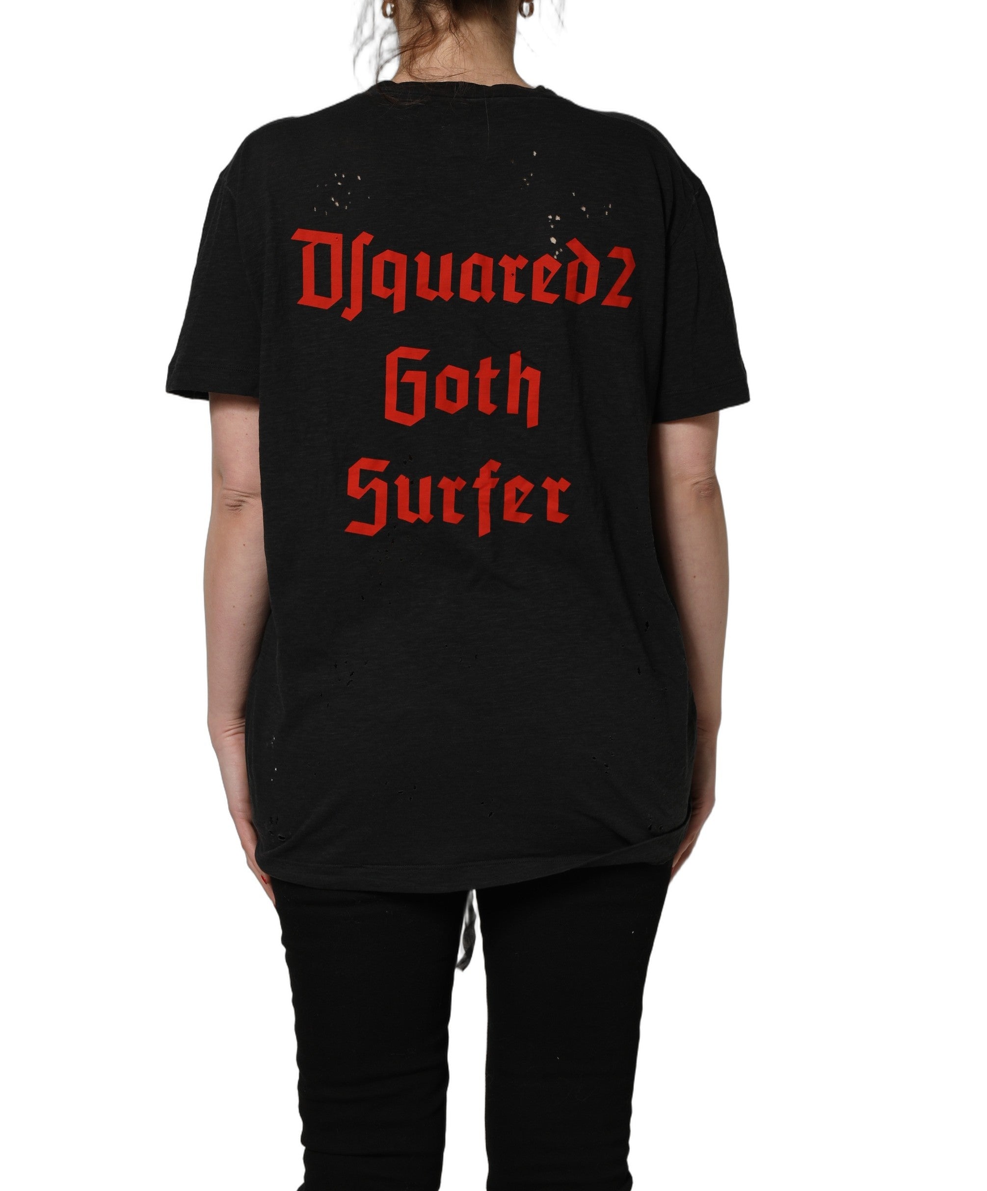 Dsquared² Black Chain Embellished Cotton Short Sleeve T-shirt