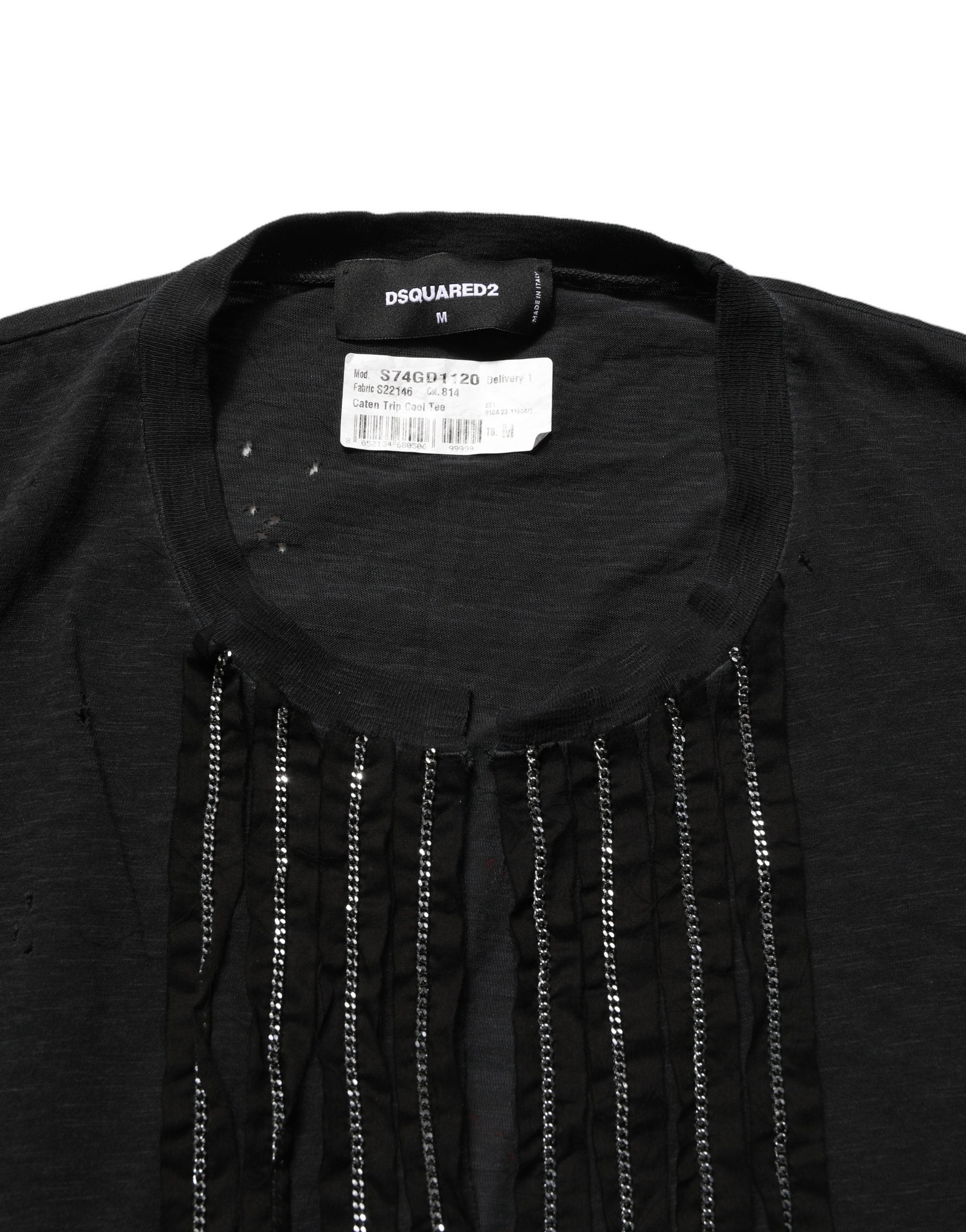 Dsquared² Black Chain Embellished Cotton Short Sleeve T-shirt