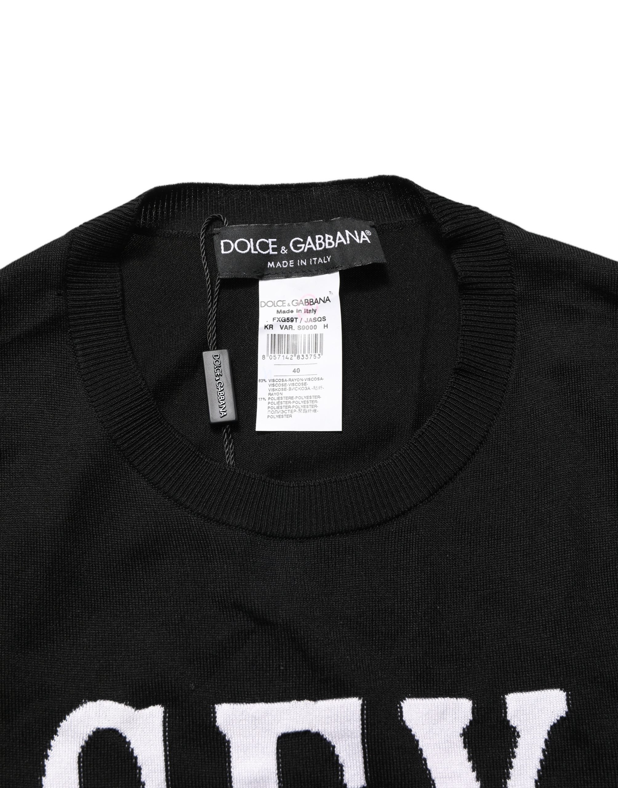Dolce & Gabbana Black Graphic Print Long-Sleeved Top