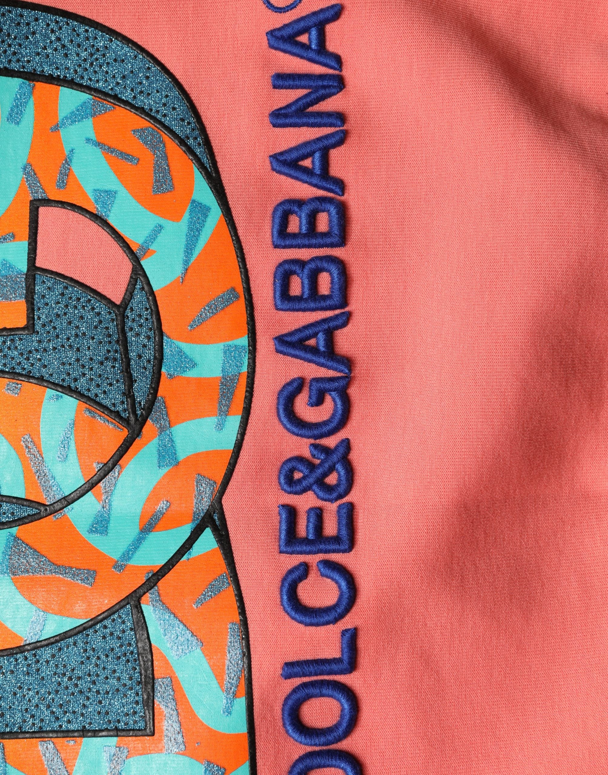 Dolce & Gabbana Pink Graphic Crew Neck Cropped Sweatshirt Sweater