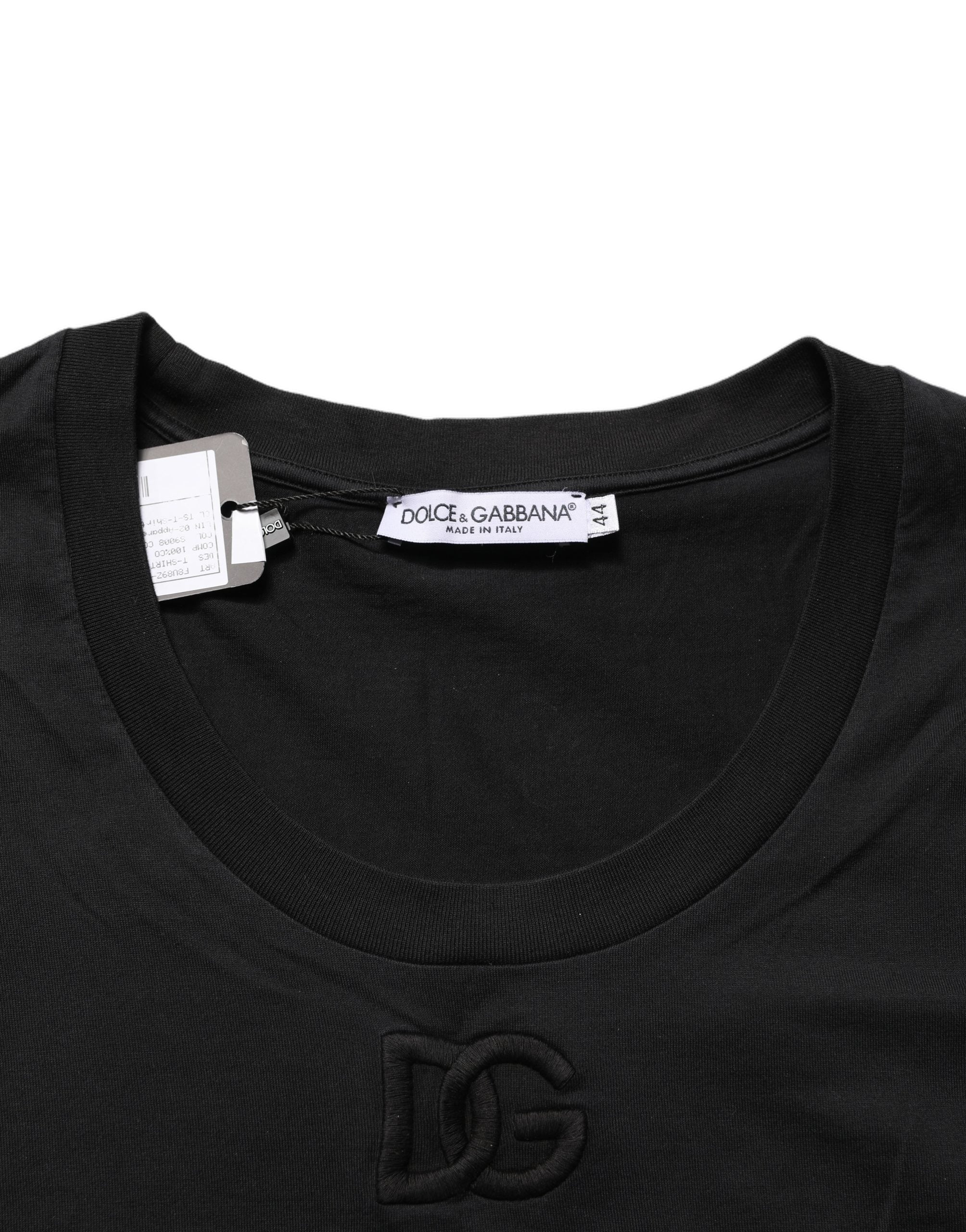 Dolce & Gabbana Black Cotton Short-Sleeve Crew Neck T-shirt