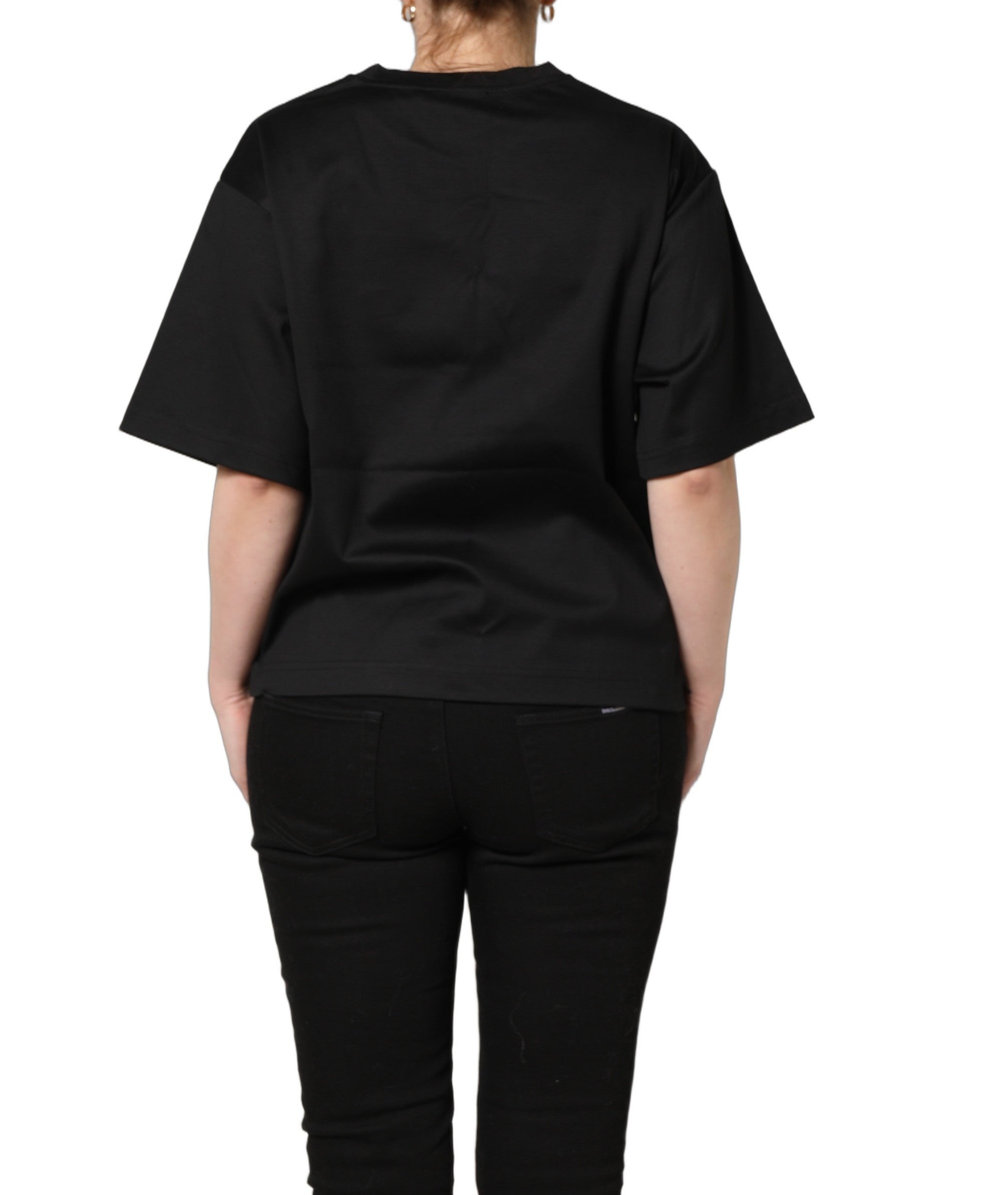 Dolce & Gabbana Black Jersey Graphic Short Sleeve Crew Neck T-shirt