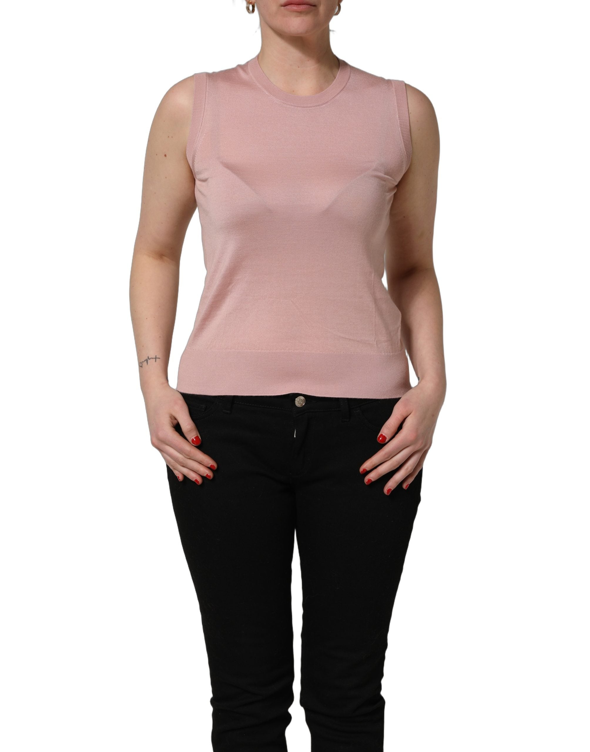 Dolce & Gabbana Pink Sleeveless Cashmere Knitted Tank Top