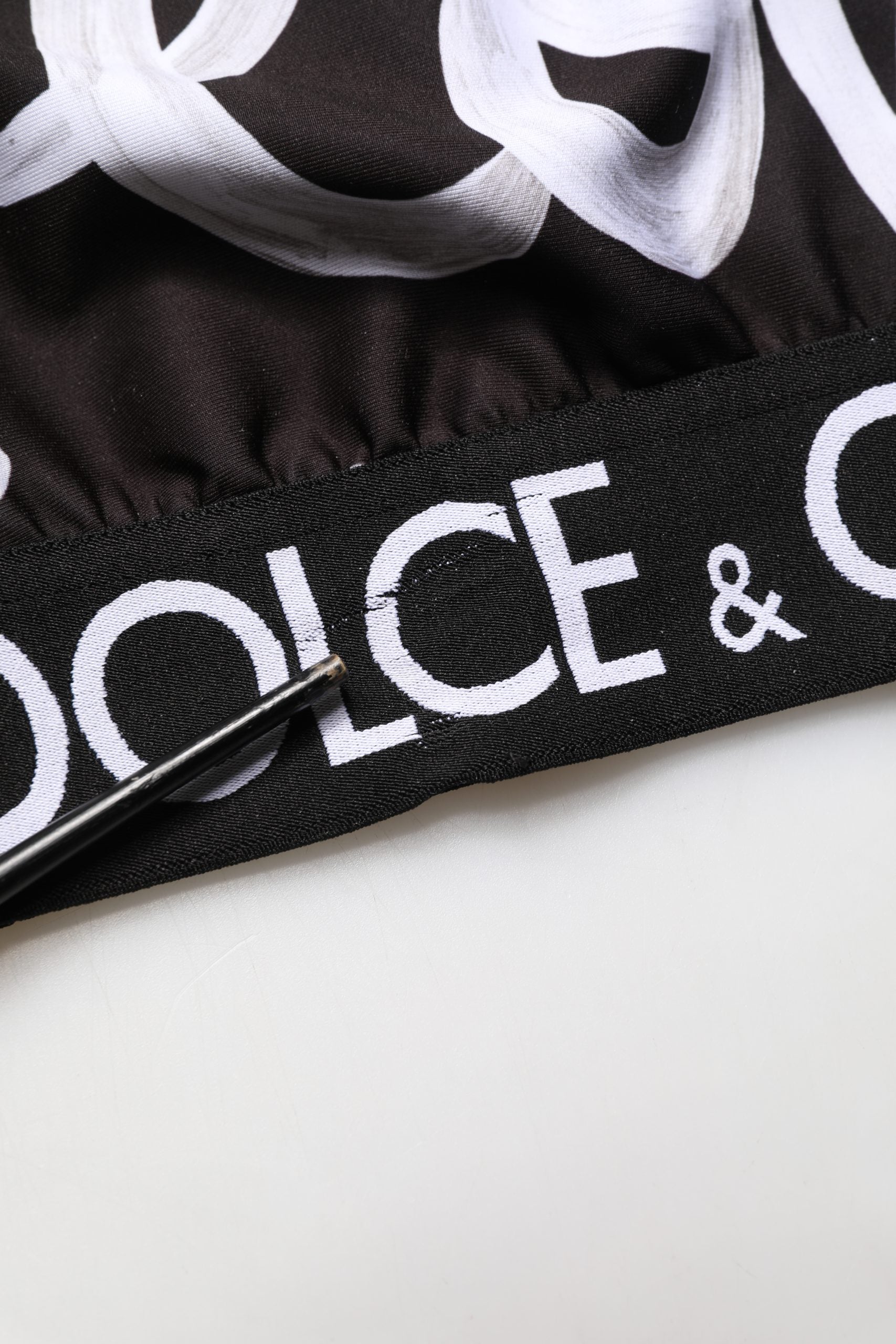 Dolce & Gabbana Black DG Love Yourself Sports Bra Cropped Top