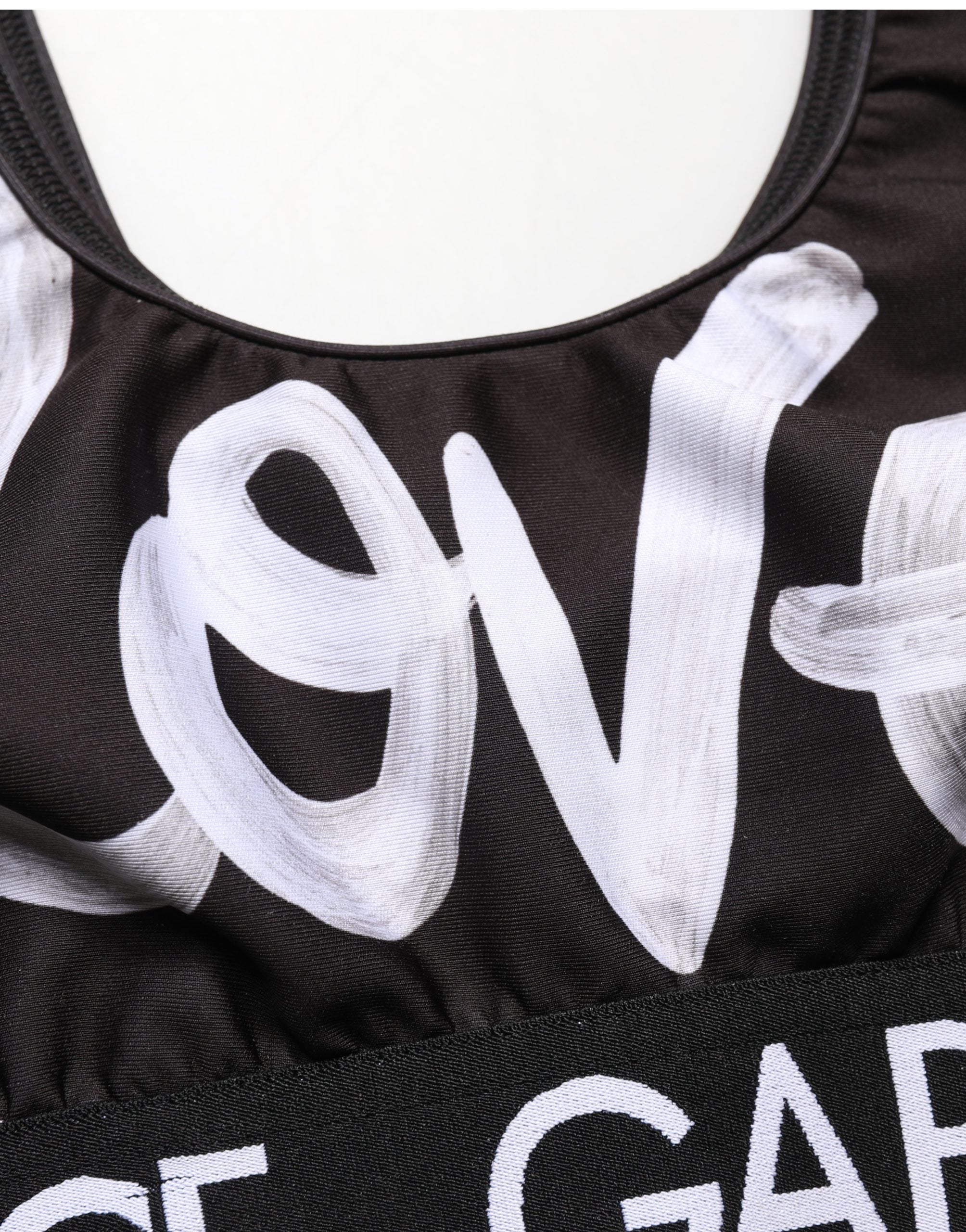 Dolce & Gabbana Black DG Love Yourself Sports Bra Cropped Top