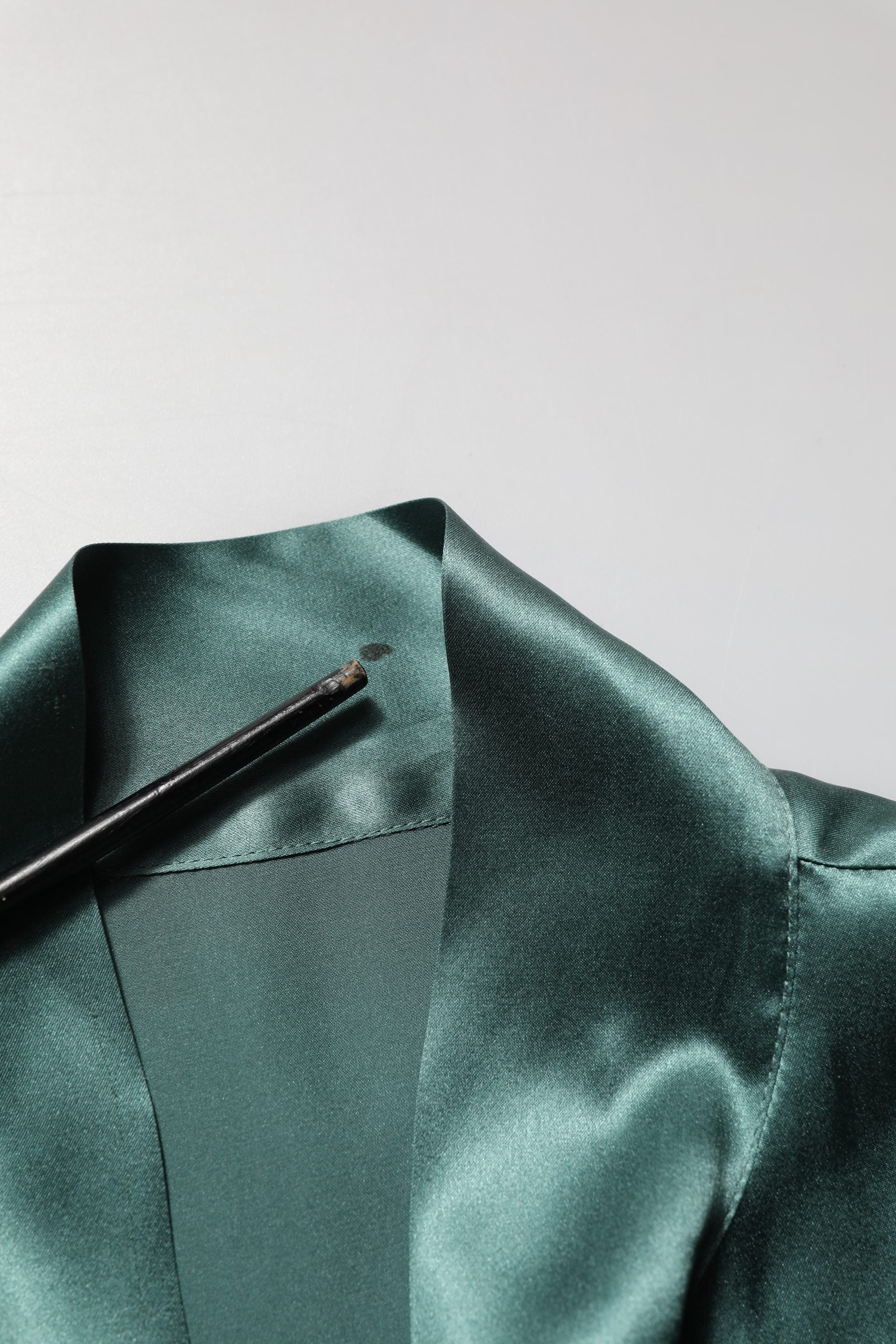 Dolce & Gabbana Dark Green Silk Satin Blouse Neck Tie Top