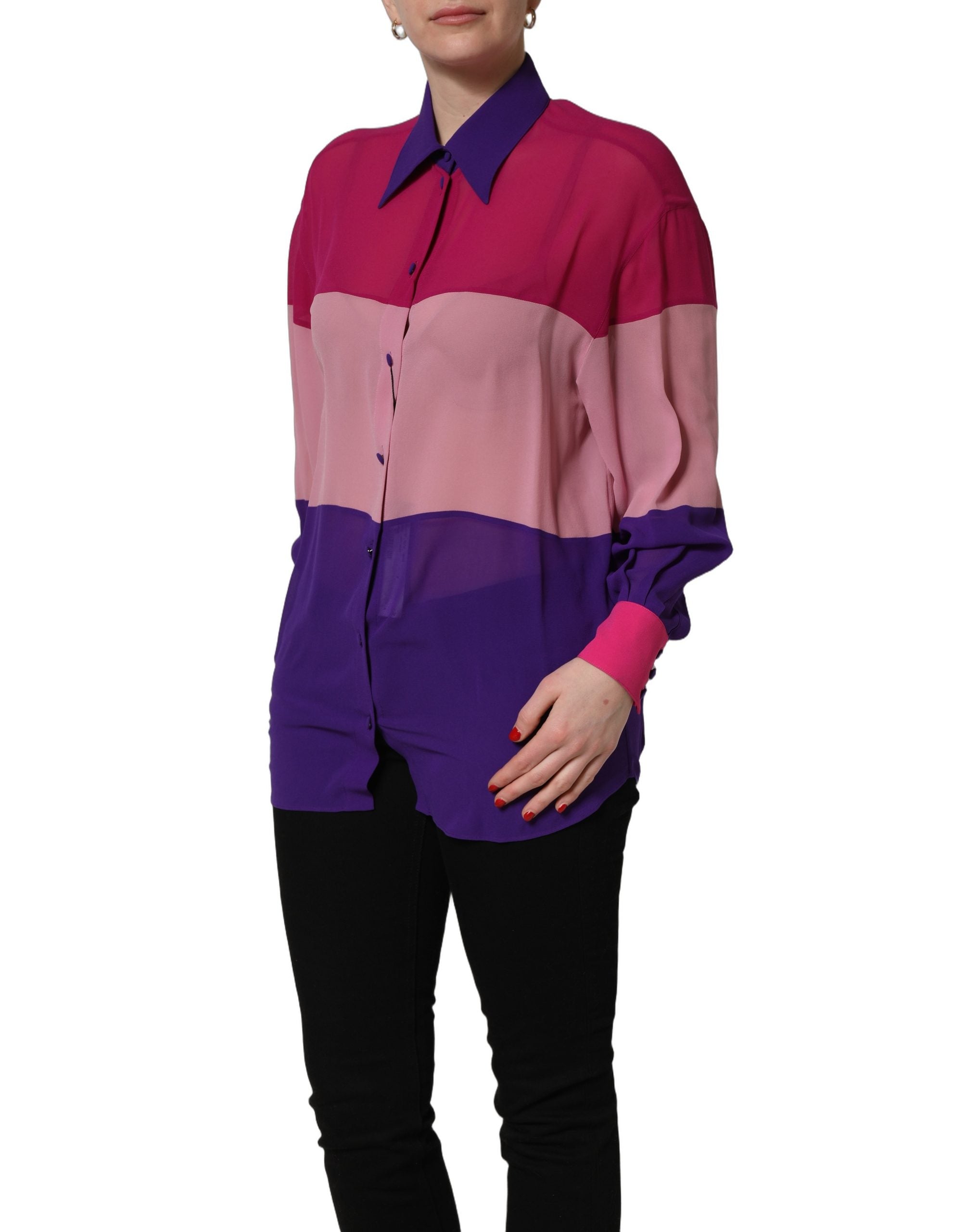 Dolce & Gabbana Multicolor Silk Patchwork Shirt Blouse Top