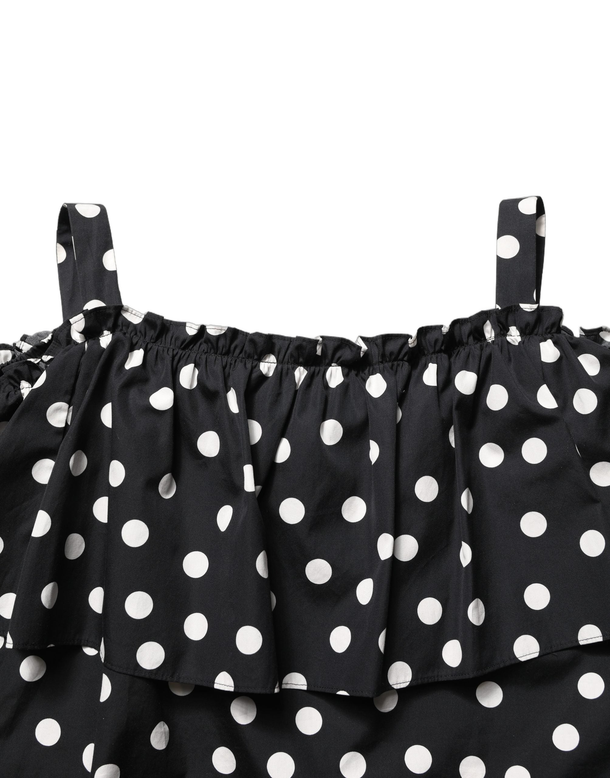 Dolce & Gabbana Black White Polka Dot Off Shoulder Top
