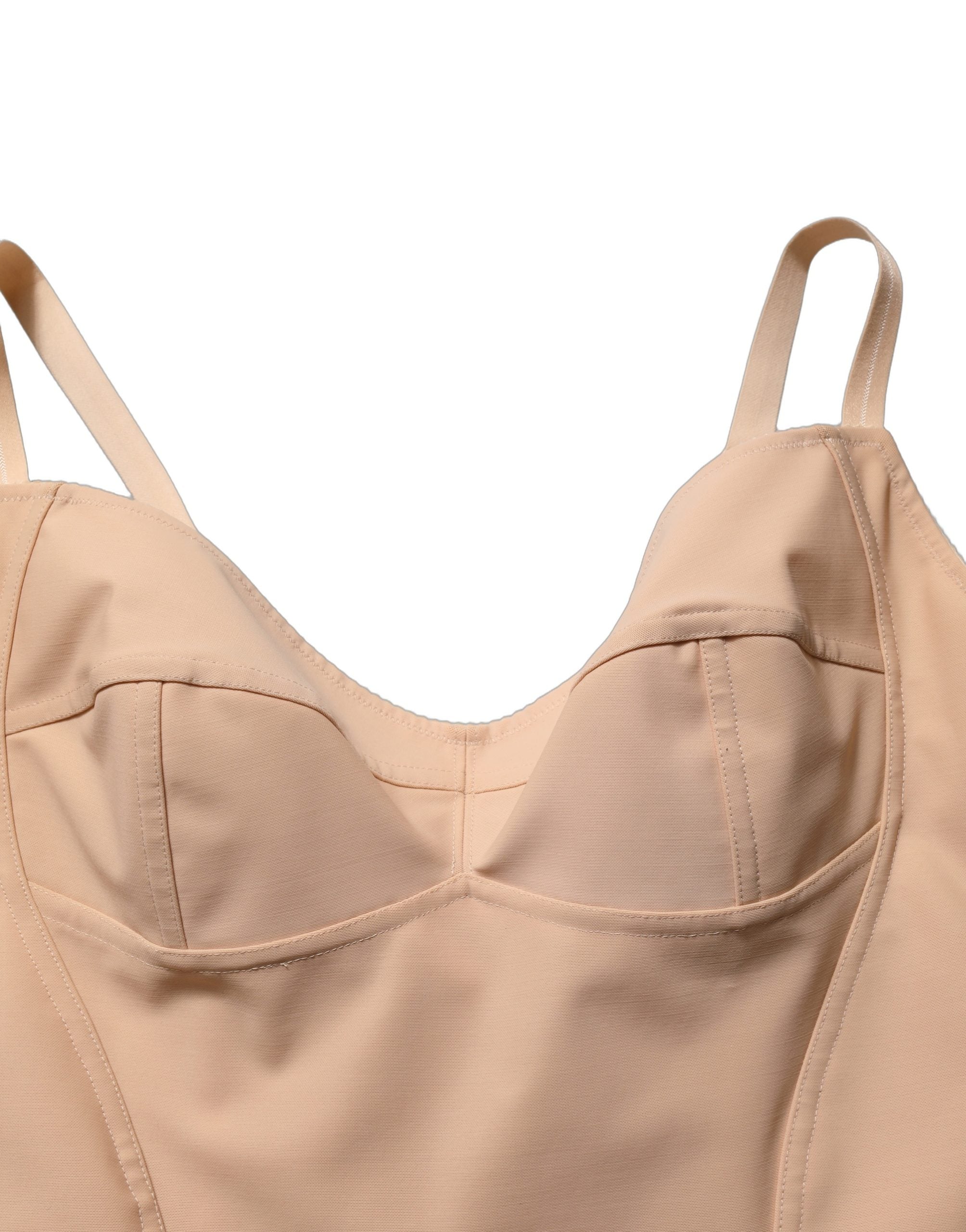 Dolce & Gabbana Nude Nylon Full Body Shaper Bodysuit Top