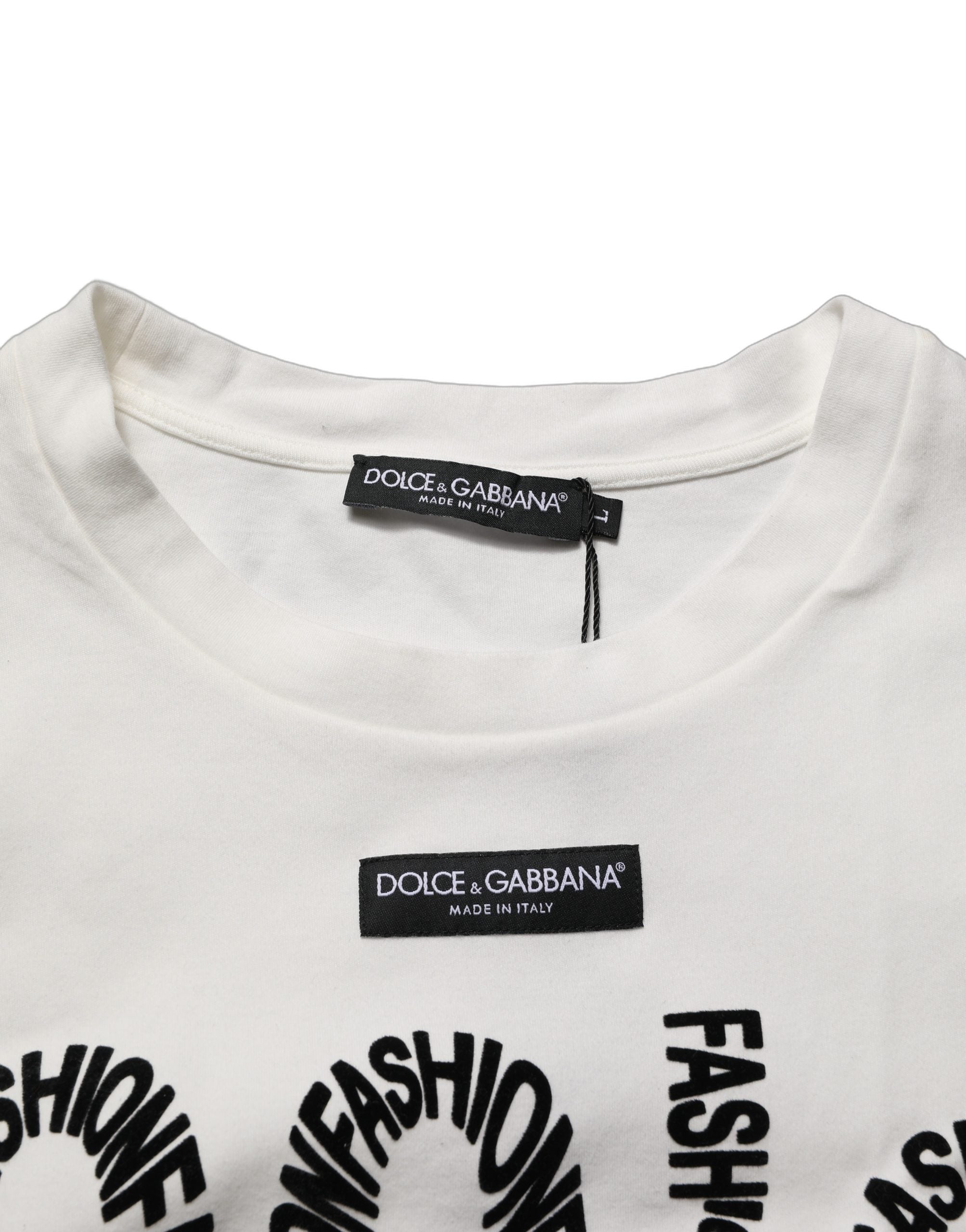 Dolce & Gabbana White Cotton Graphic Sleeveless Tank Top
