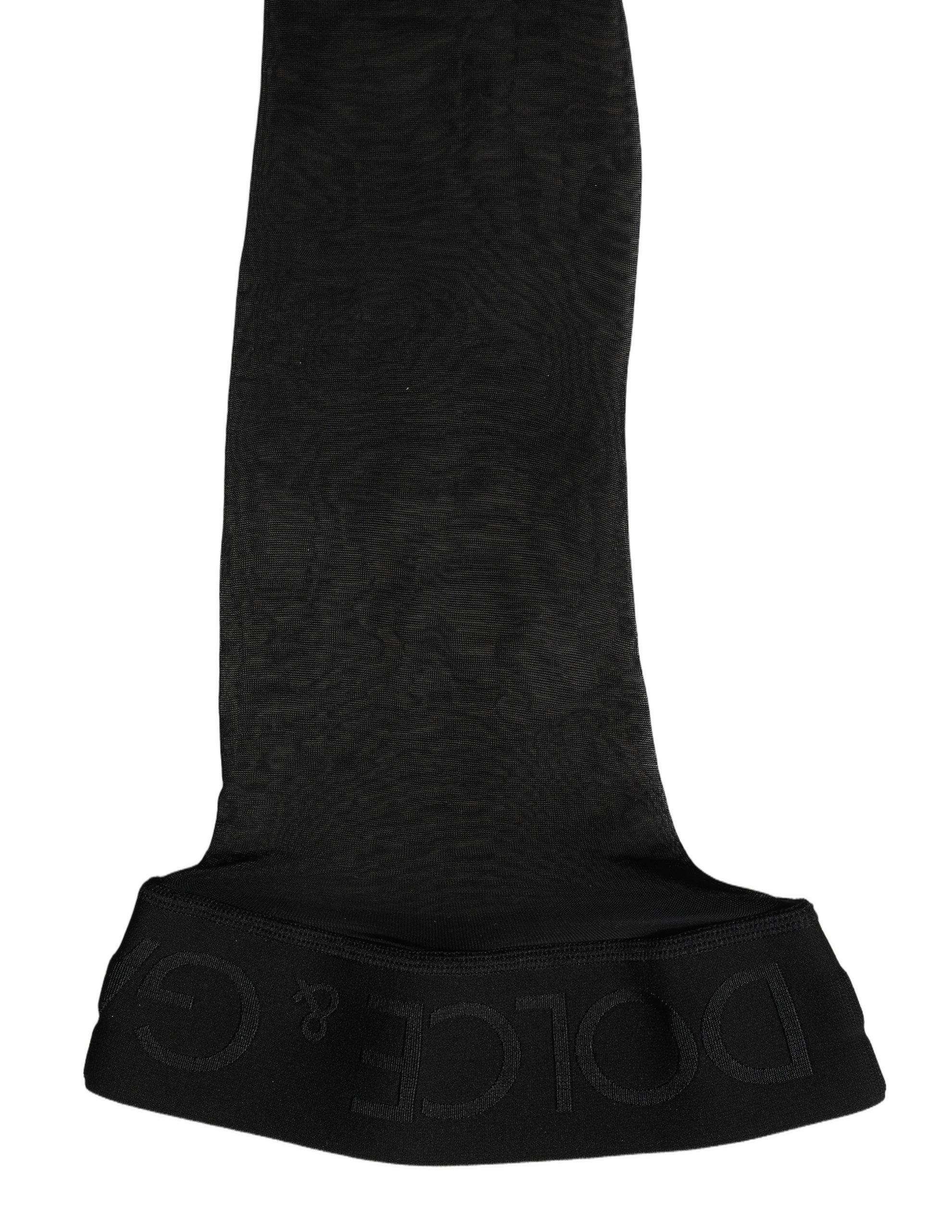 Dolce & Gabbana Black Sheer Nylon Thigh High Stockings Socks
