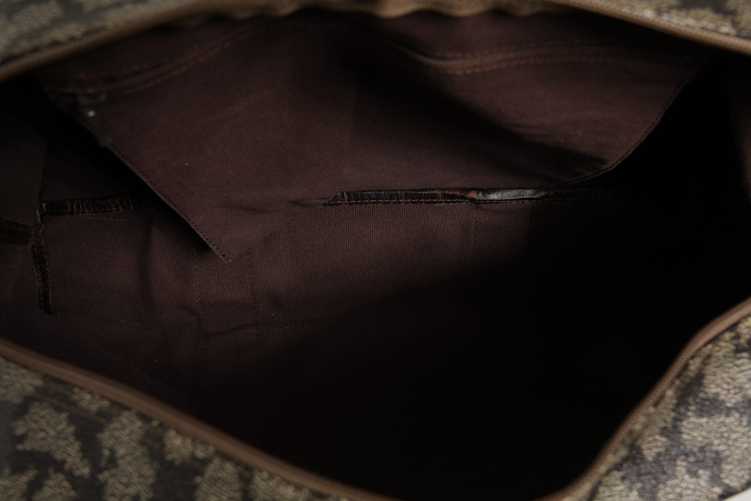 Saint Laurent Green and Brown Pattern Canvas Duffel Bag