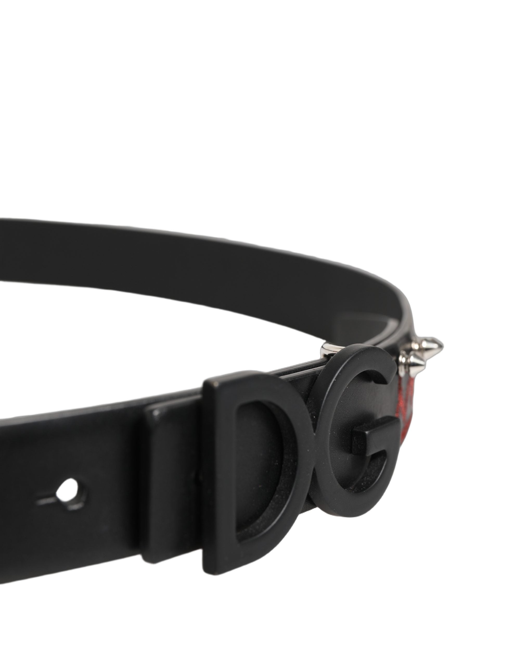 Dolce & Gabbana Black Leather Prince Crown Logo Buckle Belt