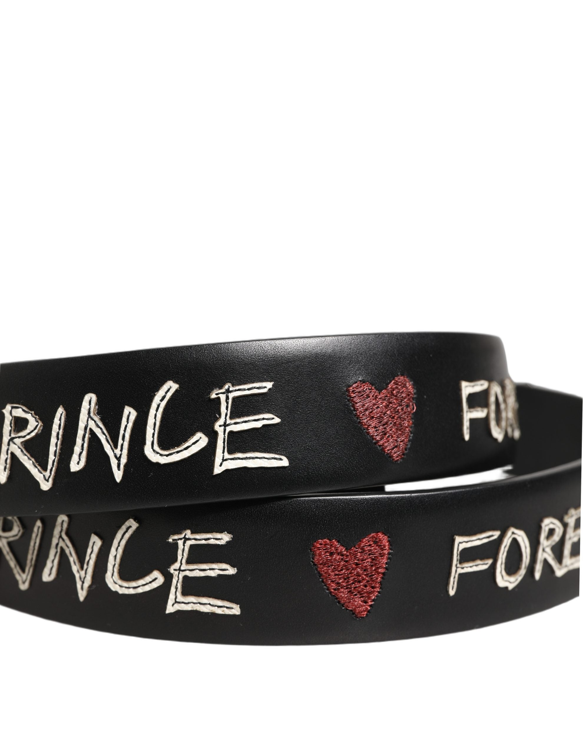 Dolce & Gabbana Black Leather Prince Crown Logo Buckle Belt