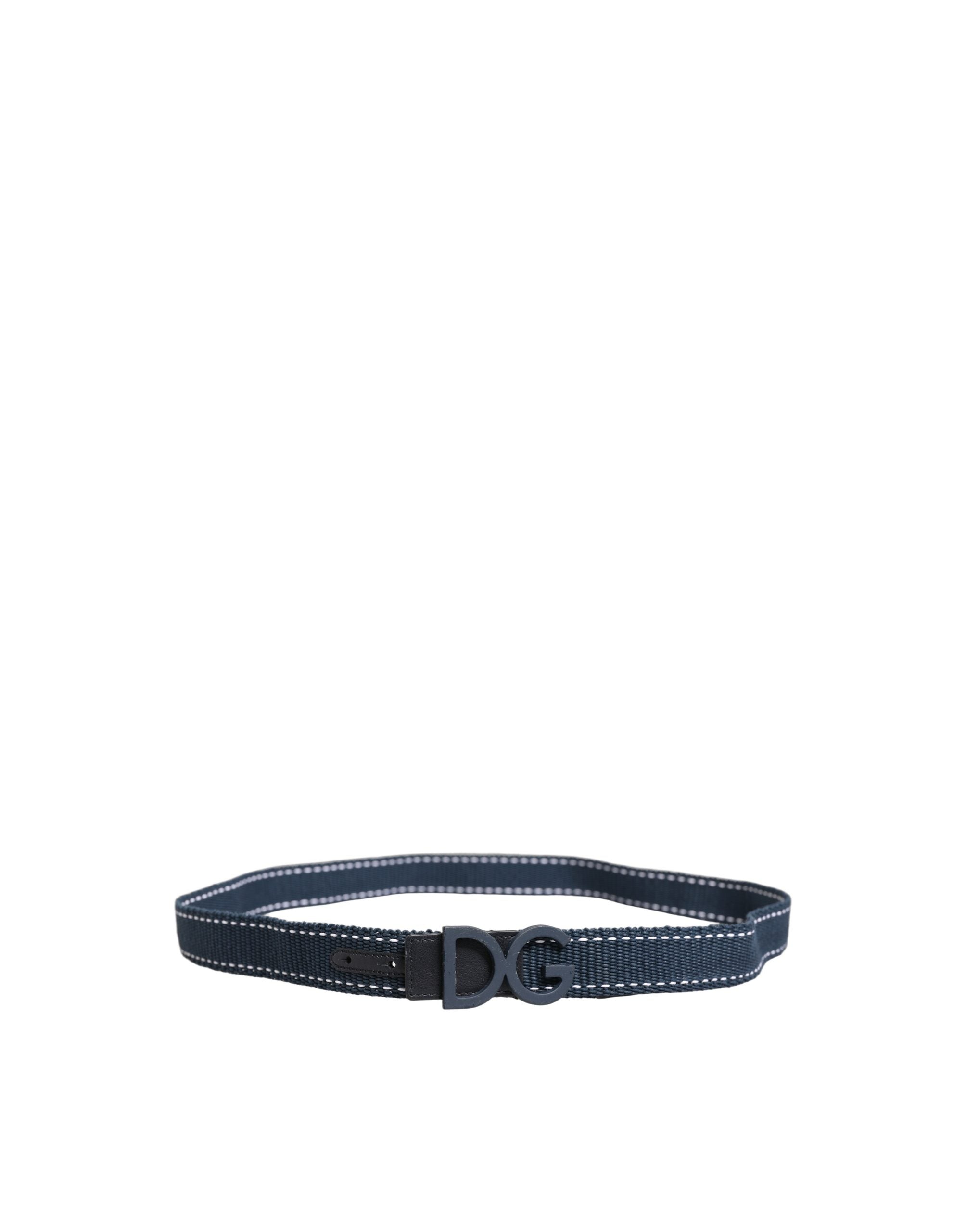 Dolce & Gabbana Blue Cotton Canvas DG Logo Metal Buckle Belt