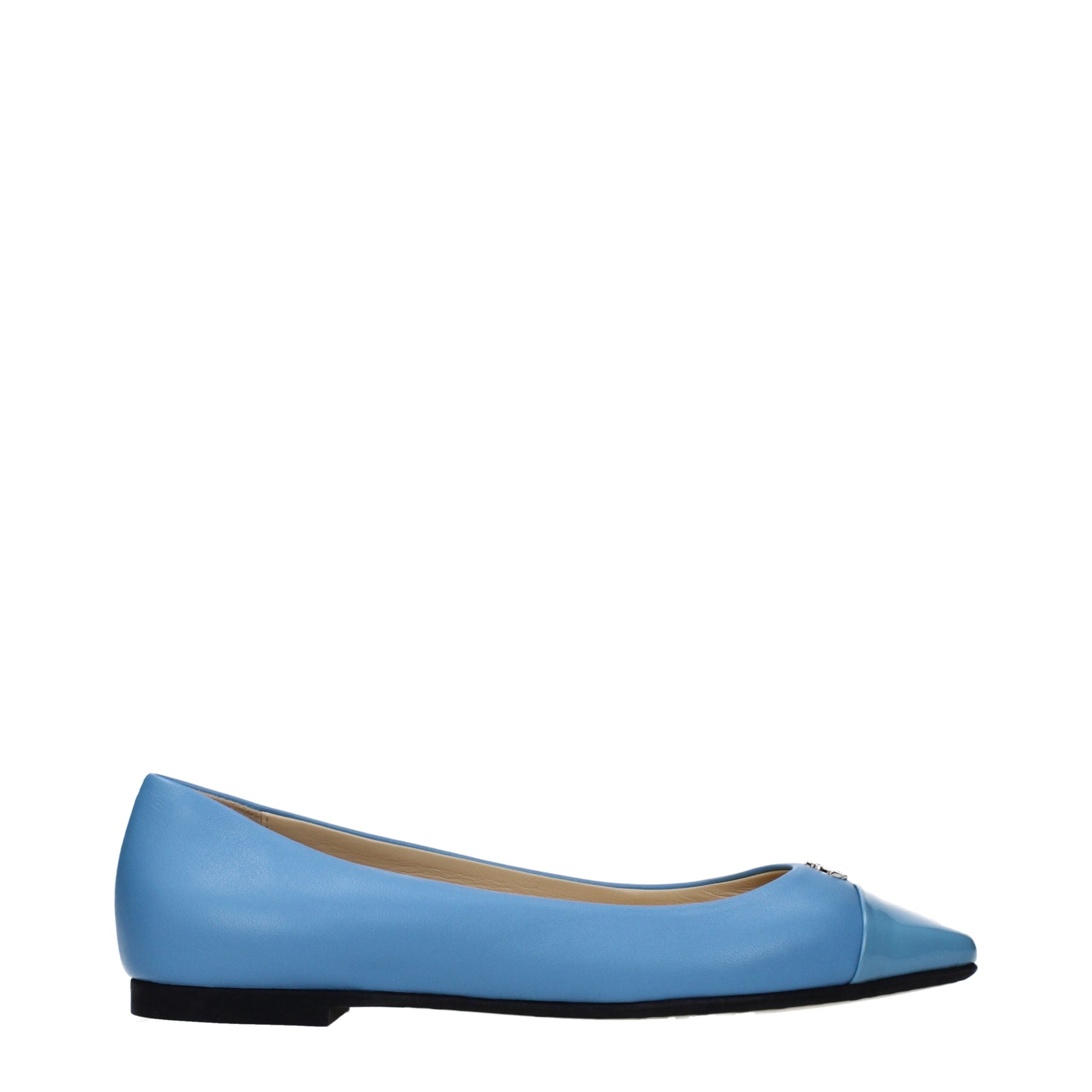 Jimmy Choo Light Blue Leather Ballet Flats