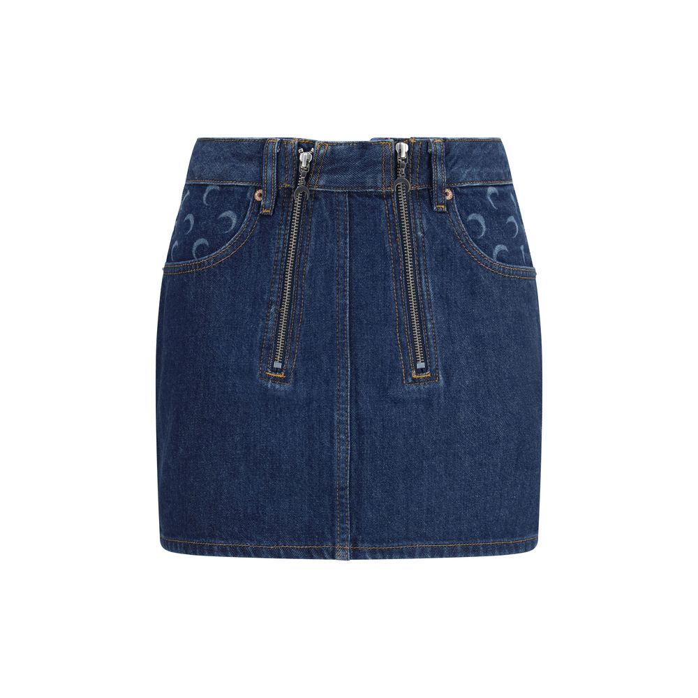 Marine Serre Blue Cotton Mini Skirt