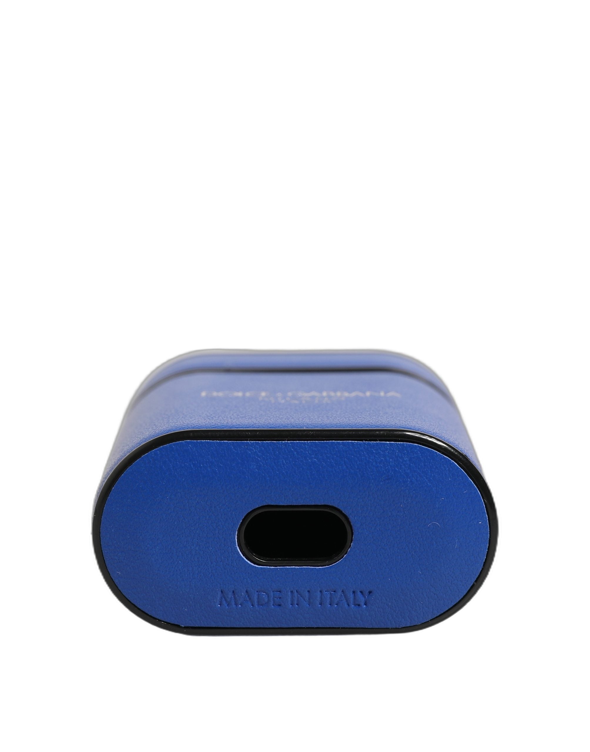 Dolce & Gabbana Case Blue Calf Leather Logo Flip Holder Strap Airpods