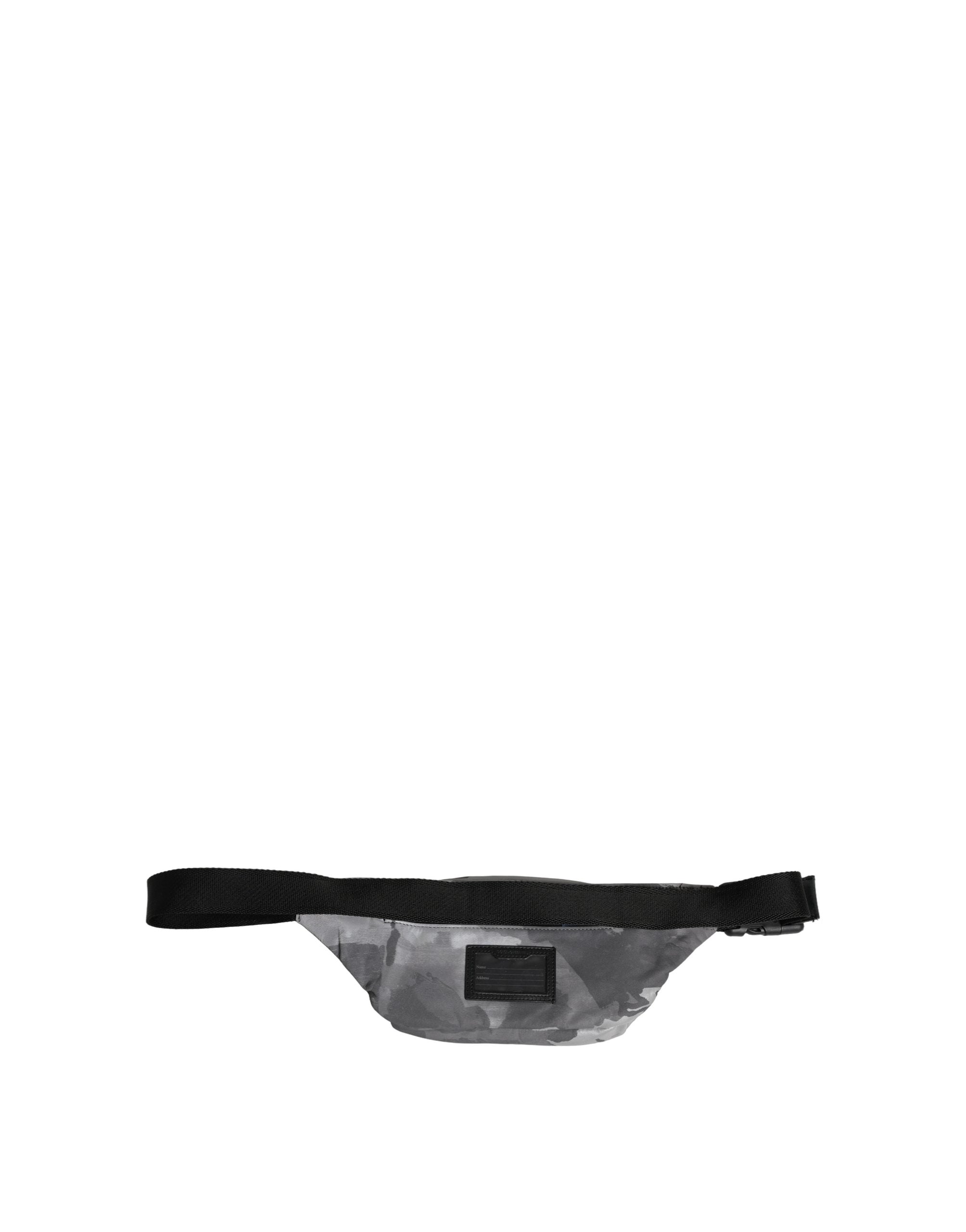 Dolce & Gabbana Black Nylon Brass Plate Camouflage Waist Fanny Pack Bag