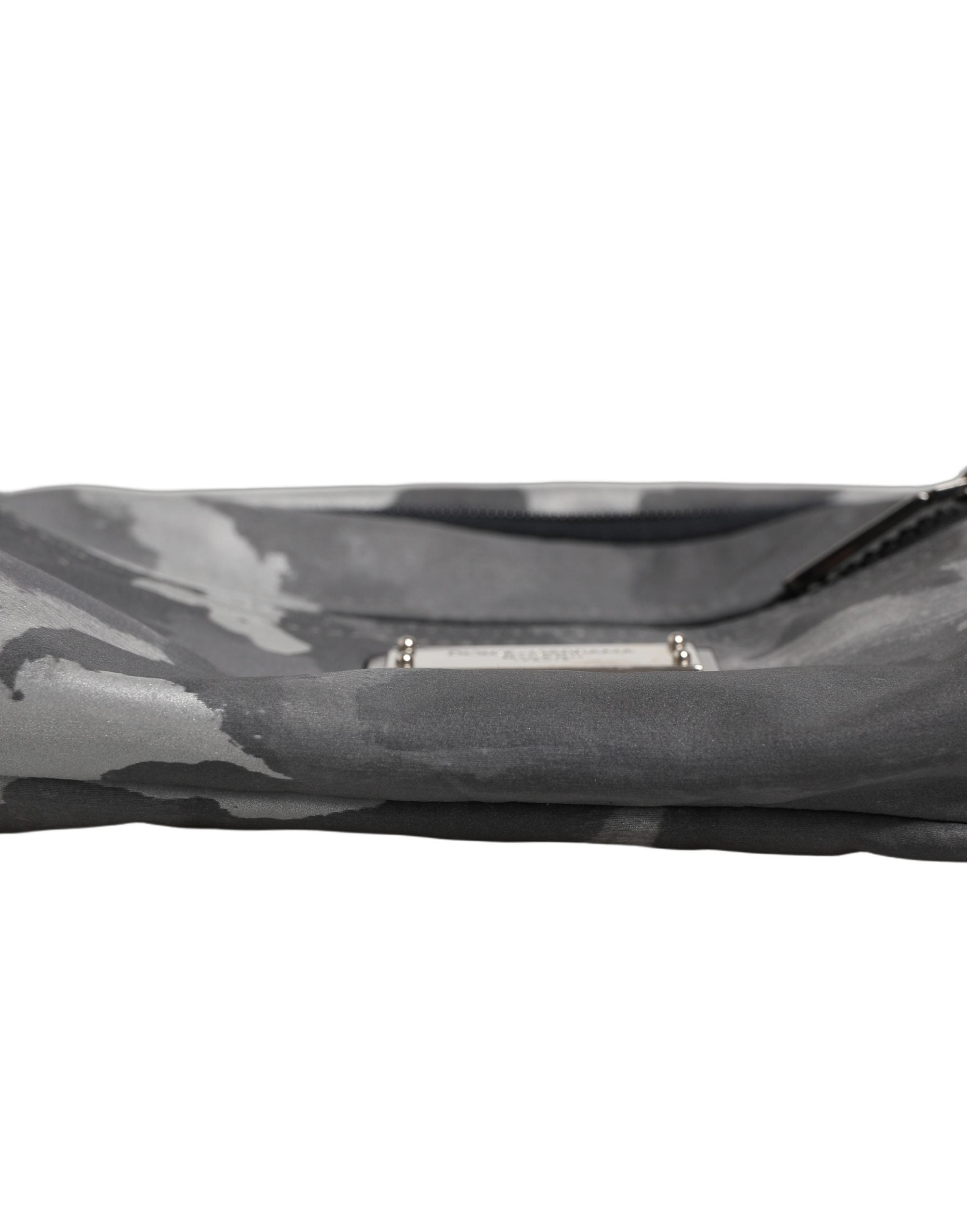 Dolce & Gabbana Black Nylon Brass Plate Camouflage Waist Fanny Pack Bag