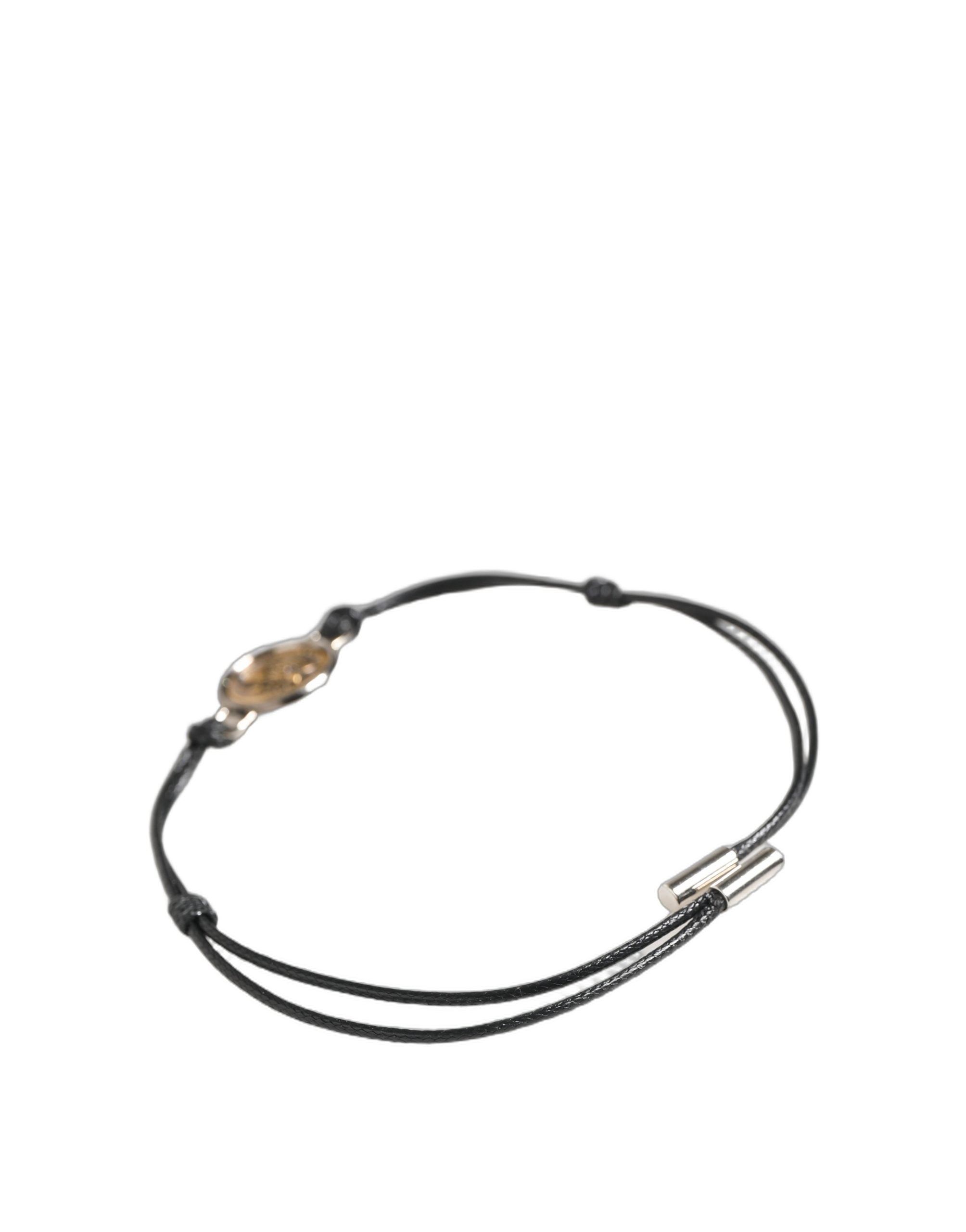 Dolce & Gabbana Black Polyester Cord Gold Tone Roman Coin Charm Bracelet