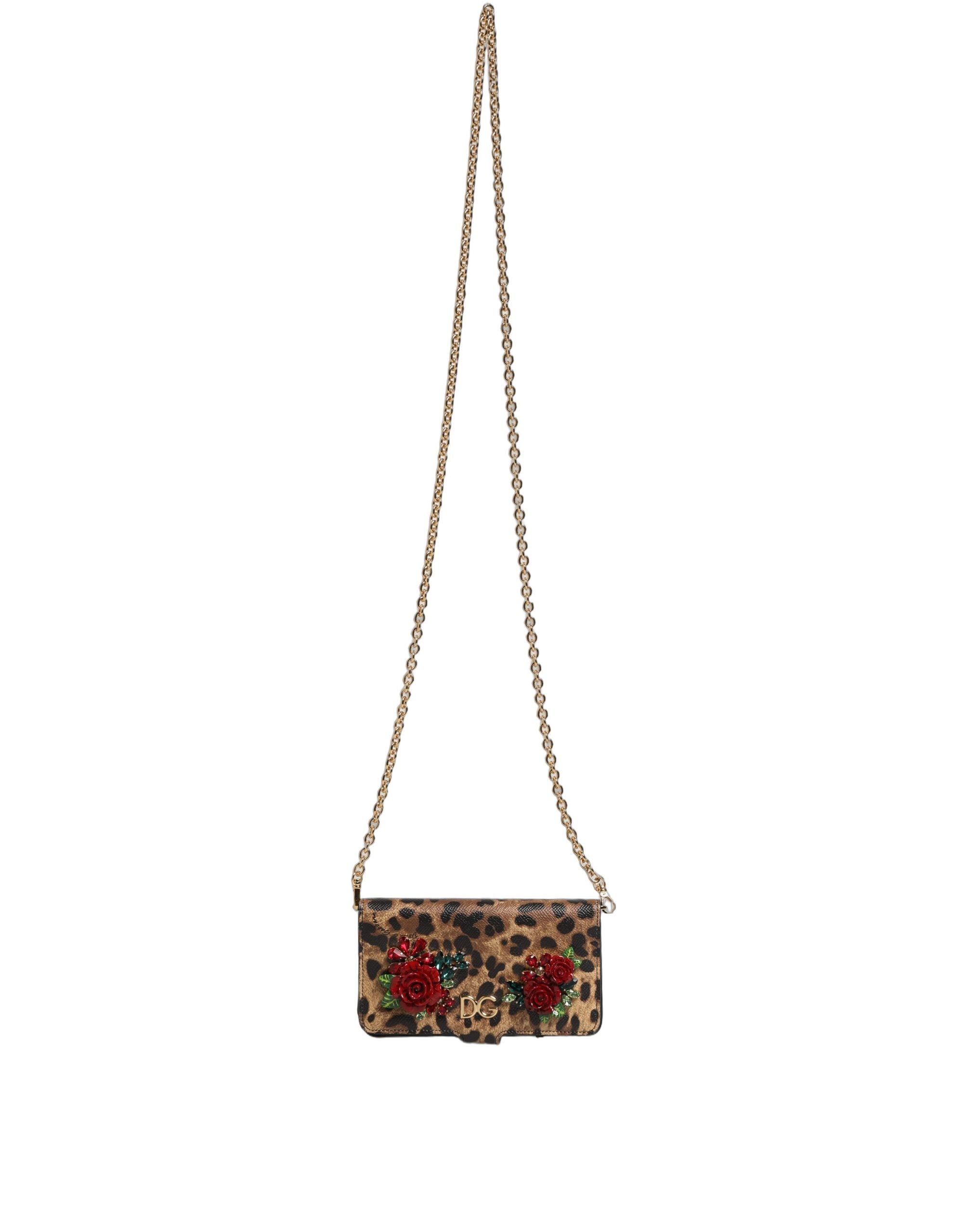 Dolce & Gabbana Flip Cover Brown Leopard Crystal iPhone X - XS Case