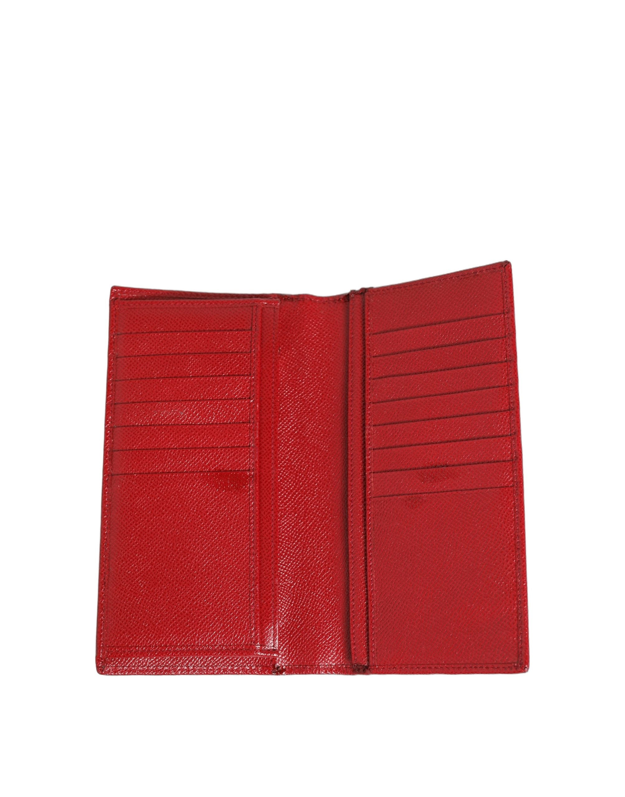 Dolce & Gabbana Red Dauphine Leather ID Men Card Holder Bifold Wallet