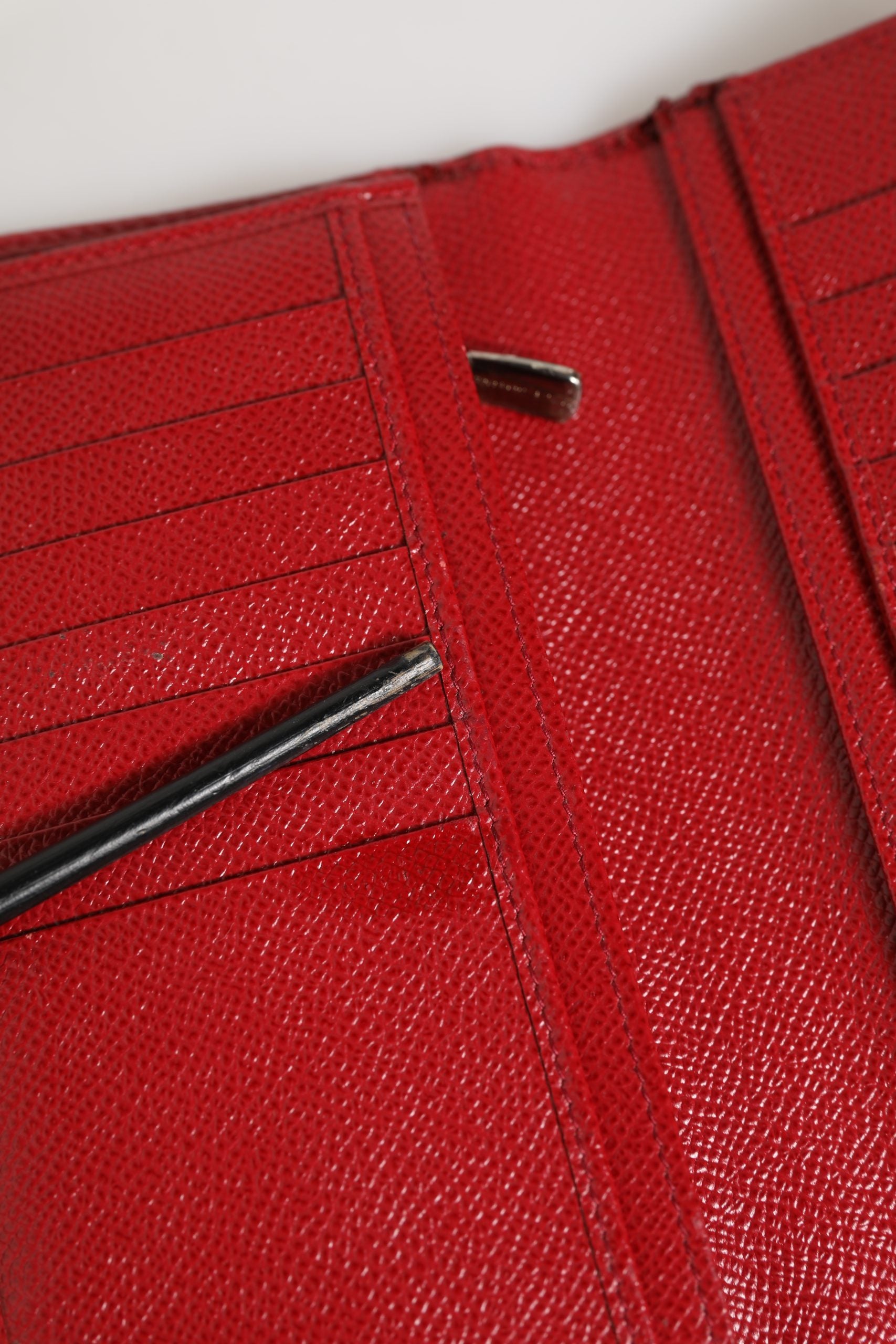 Dolce & Gabbana Red Dauphine Leather ID Men Card Holder Bifold Wallet