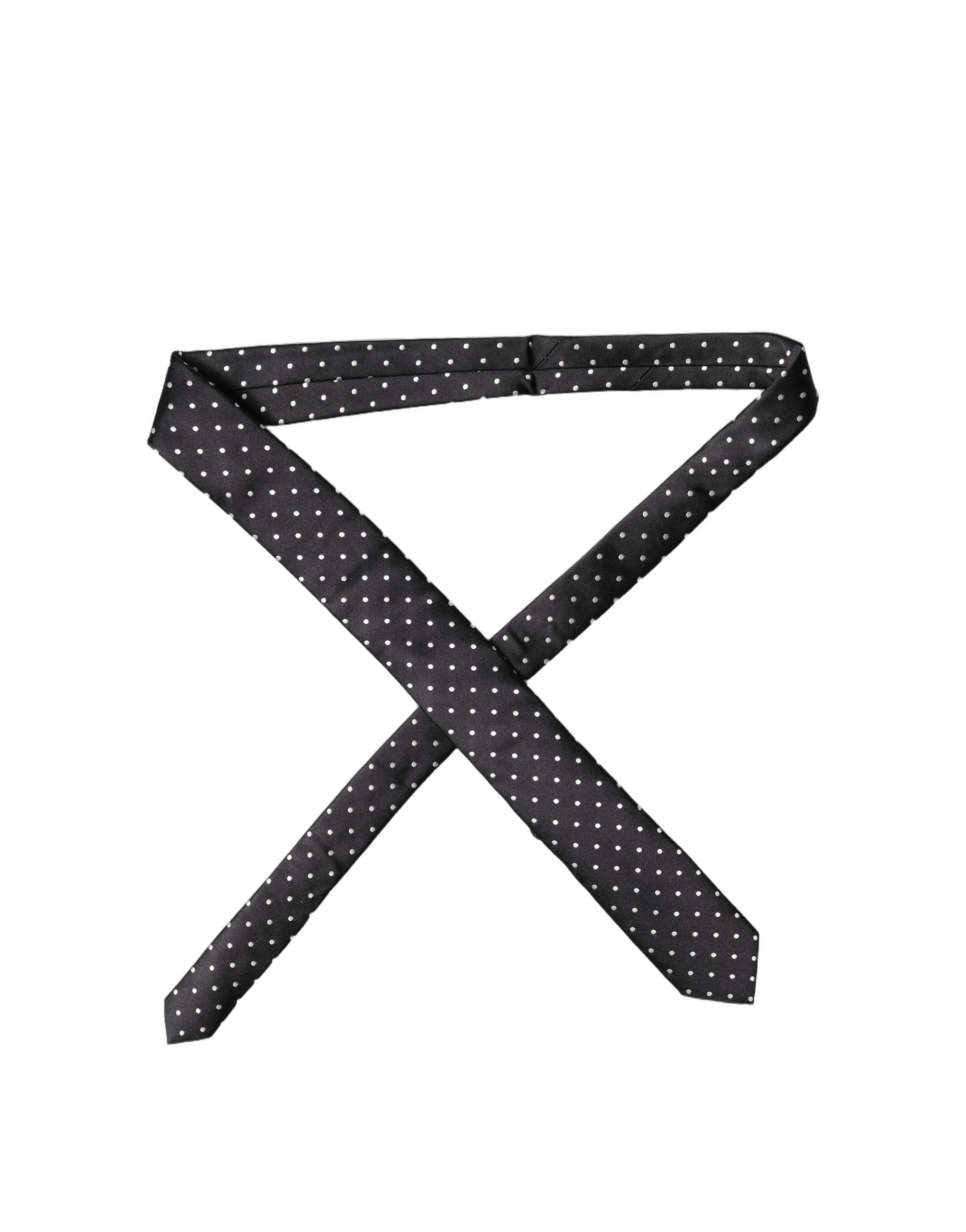 Dolce & Gabbana Black White Polka Dots Silk Adjustable Men Necktie Tie