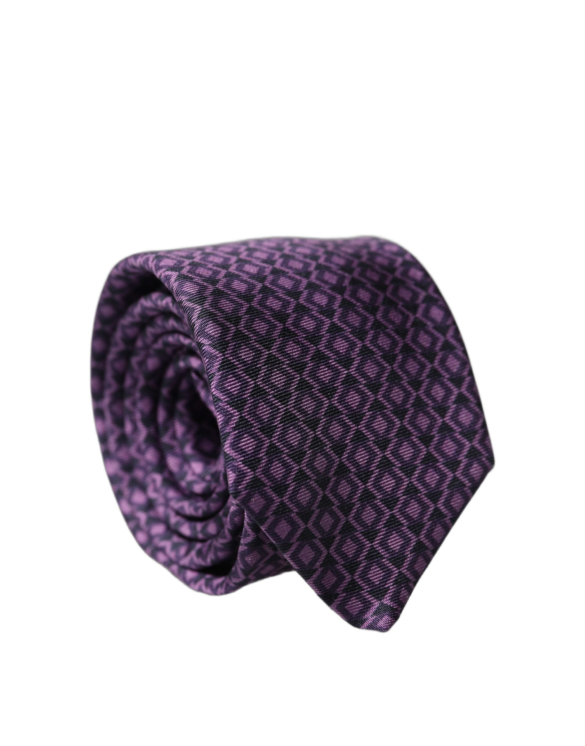 Dolce & Gabbana Purple Patterned 100% Silk Adjustable Men Necktie Tie