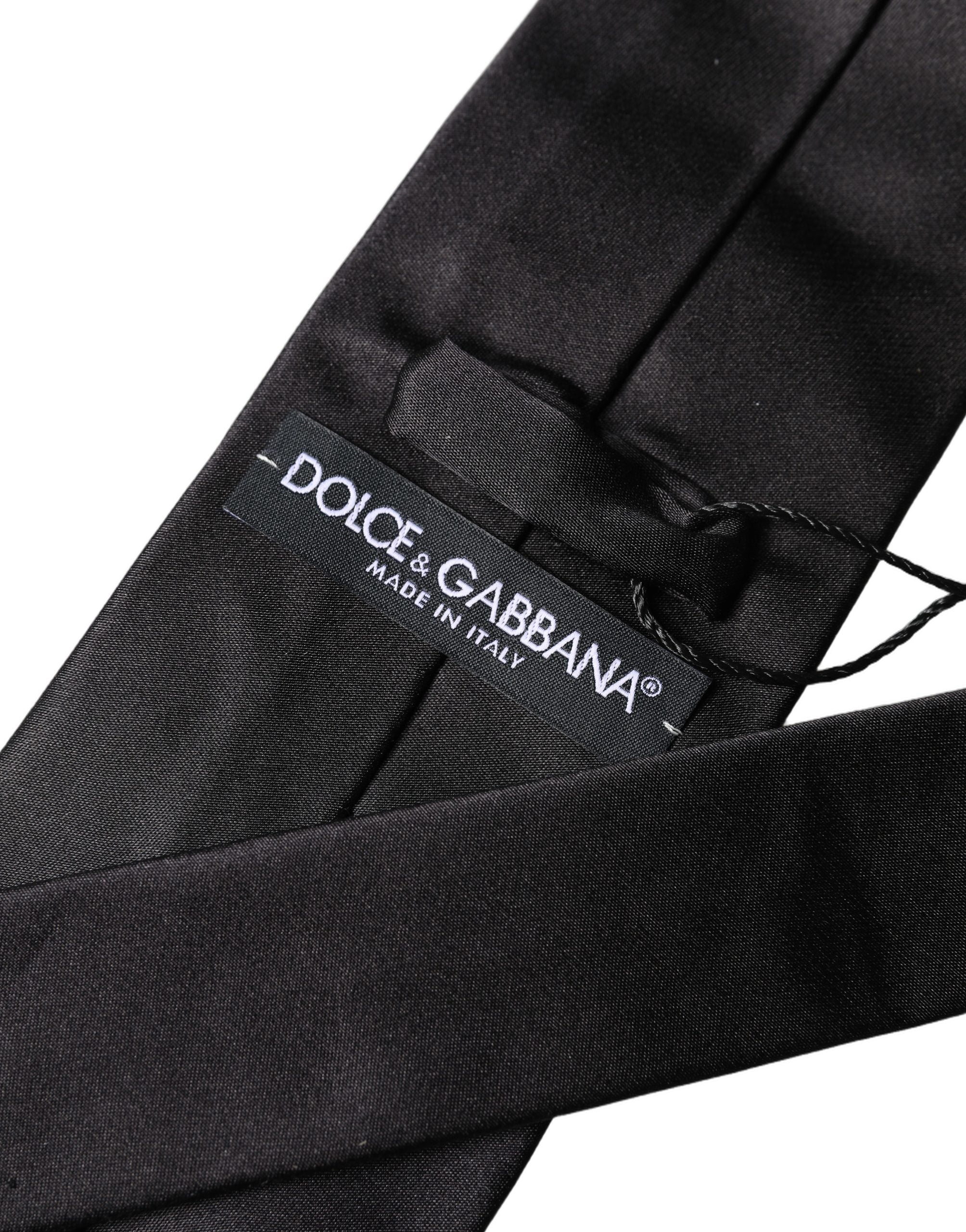 Dolce & Gabbana Brown Logo Embroidery Silk Adjustable Men Necktie Tie