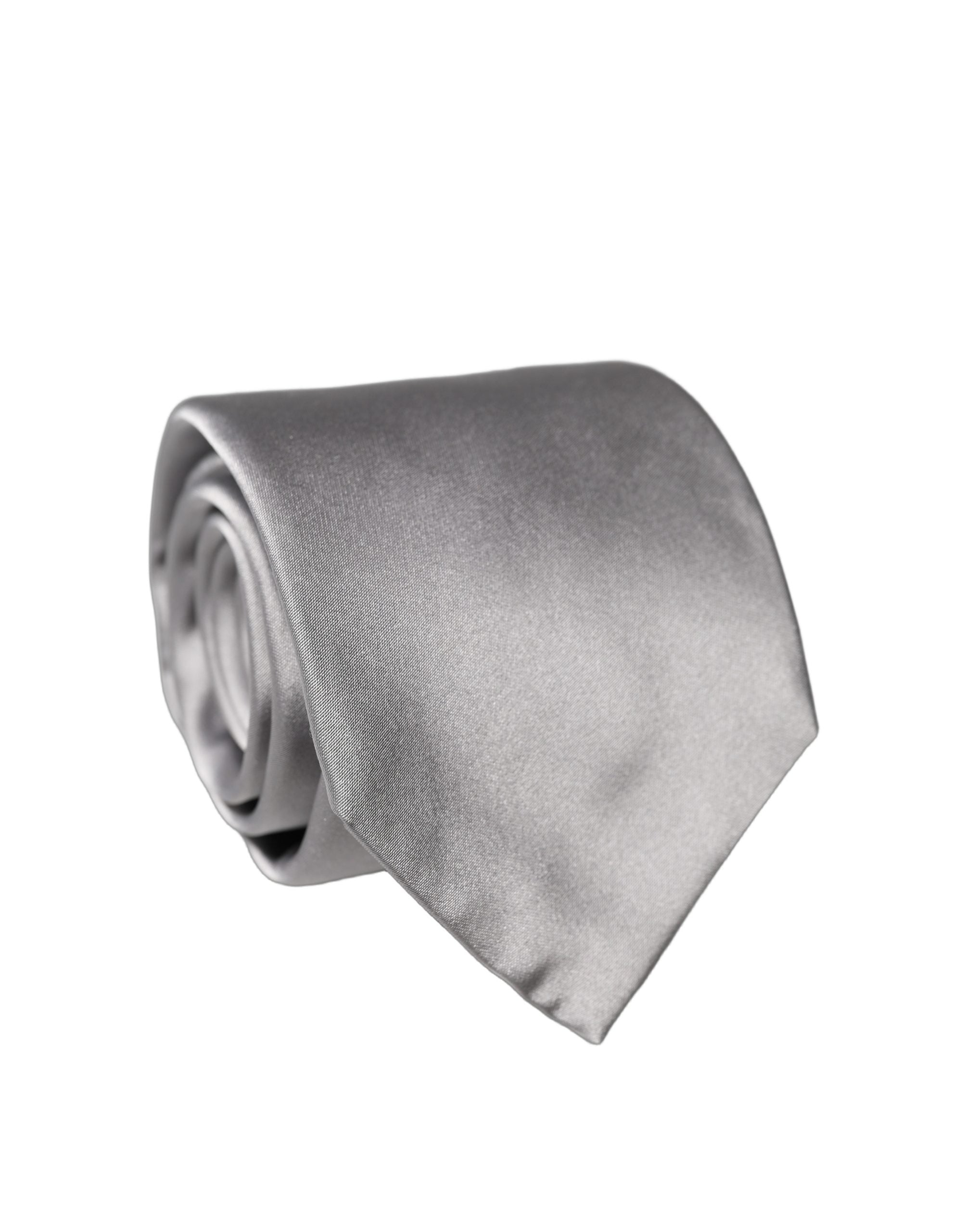 Dolce & Gabbana Gray Satin 100% Silk Adjustable Men Tied Necktie Tie
