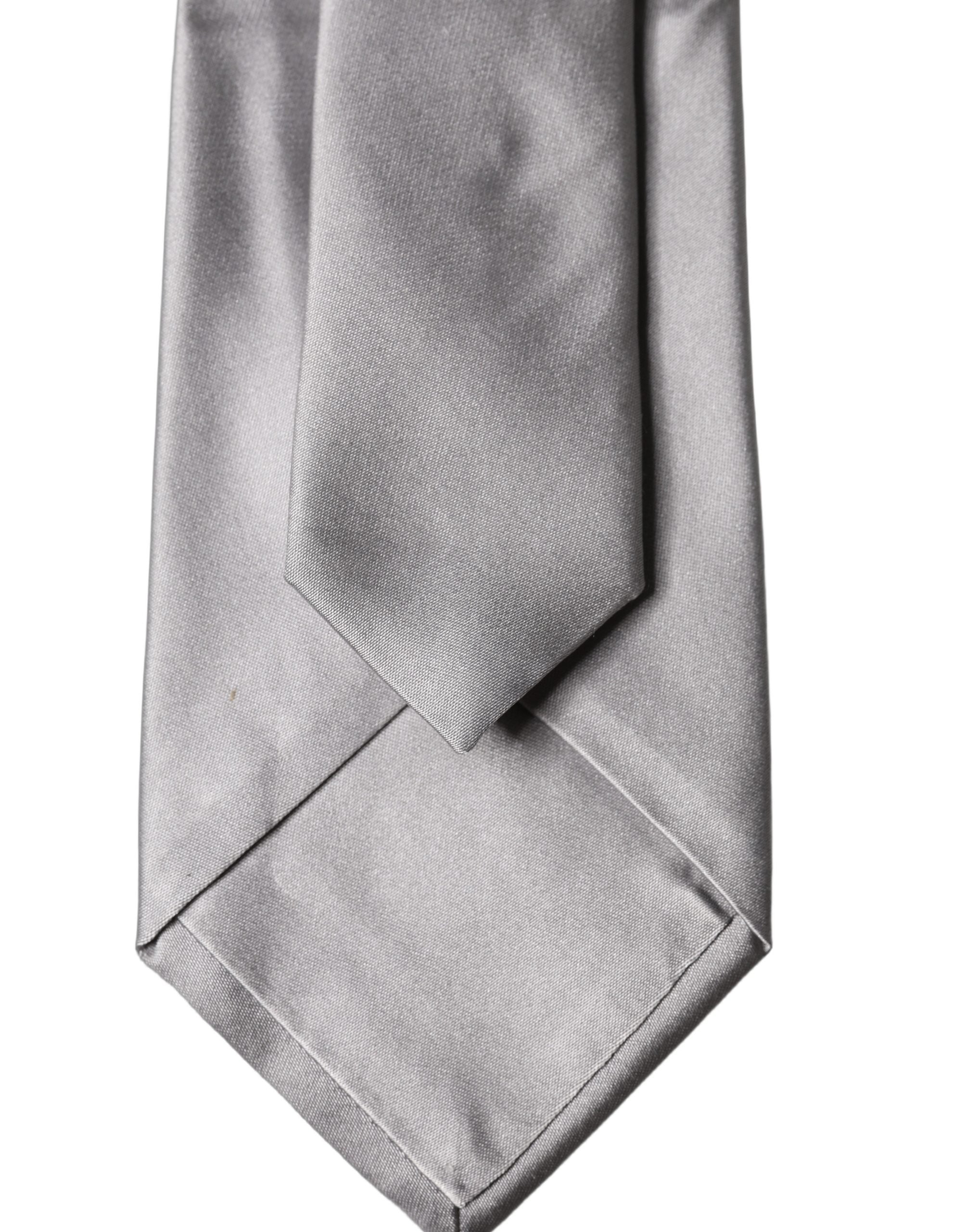 Dolce & Gabbana Gray Satin 100% Silk Adjustable Men Tied Necktie Tie