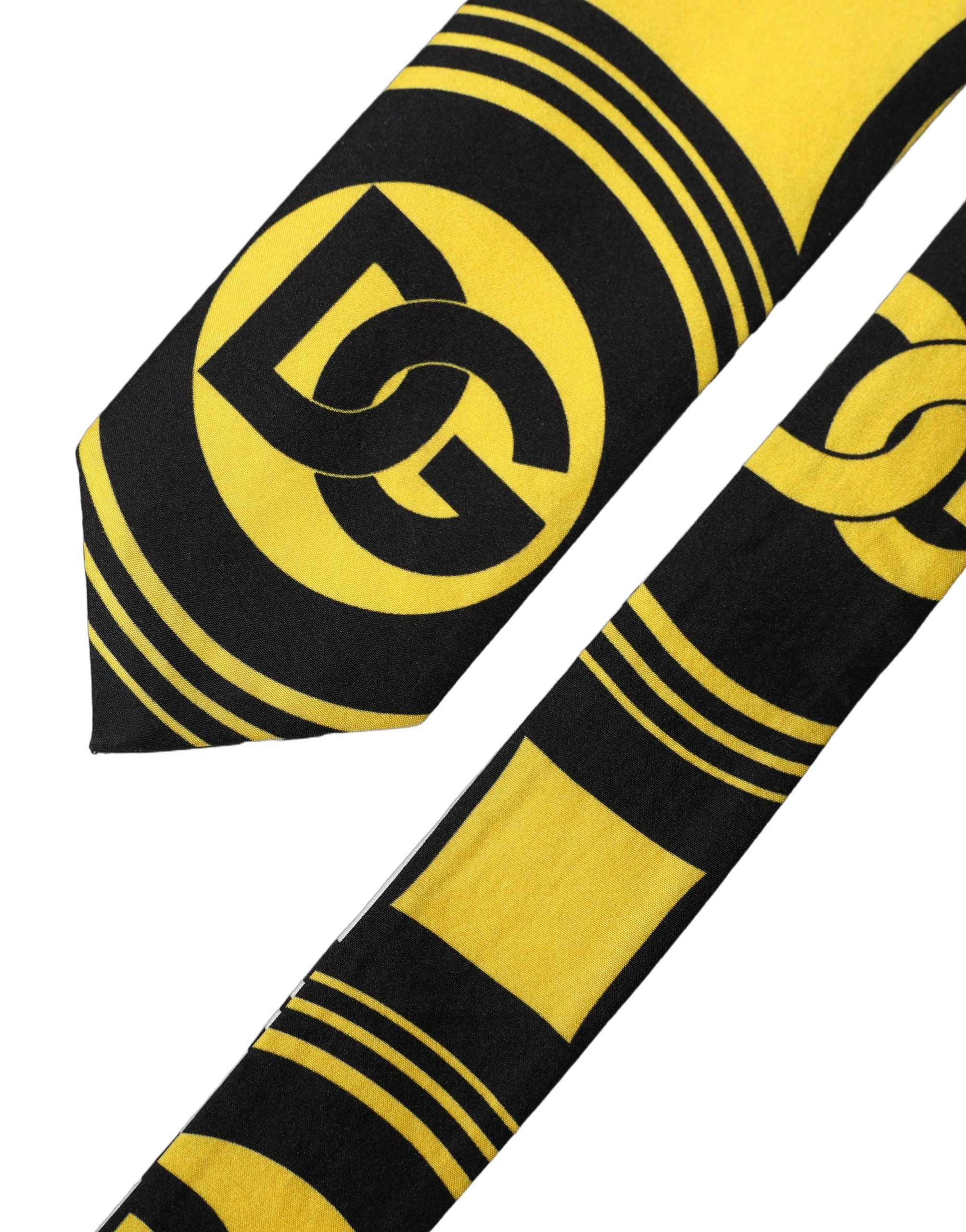 Dolce & Gabbana Multicolor Monogram Print Silk Adjustable Men Necktie Tie