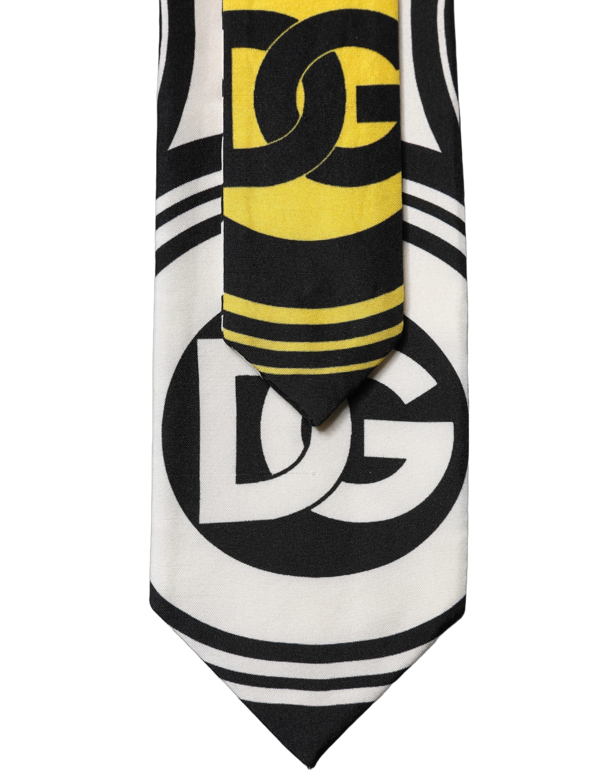 Dolce & Gabbana Multicolor Monogram Print Silk Adjustable Men Necktie Tie
