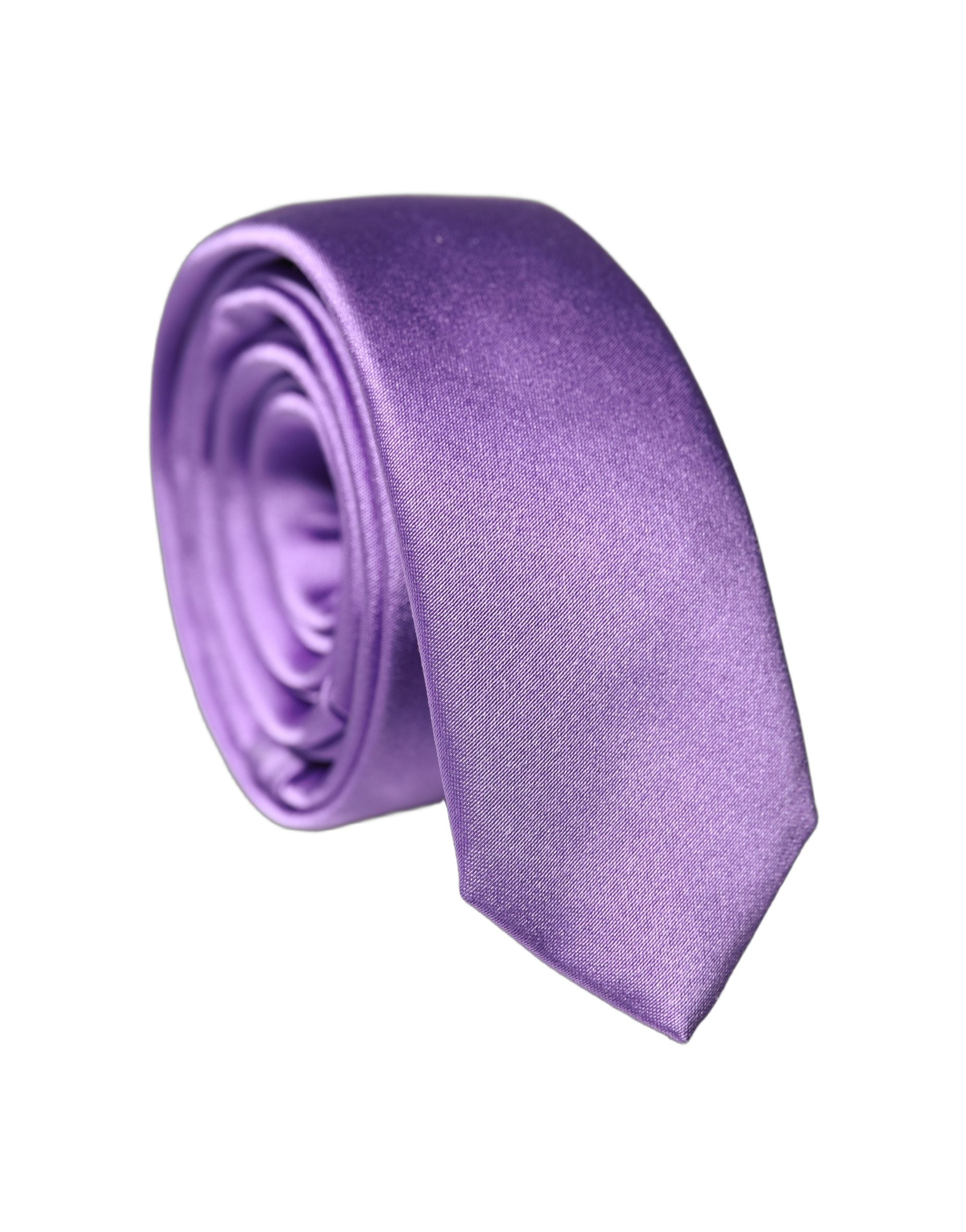 Dolce & Gabbana Purple Solid 100% Silk Adjustable Men Tied Necktie Tie