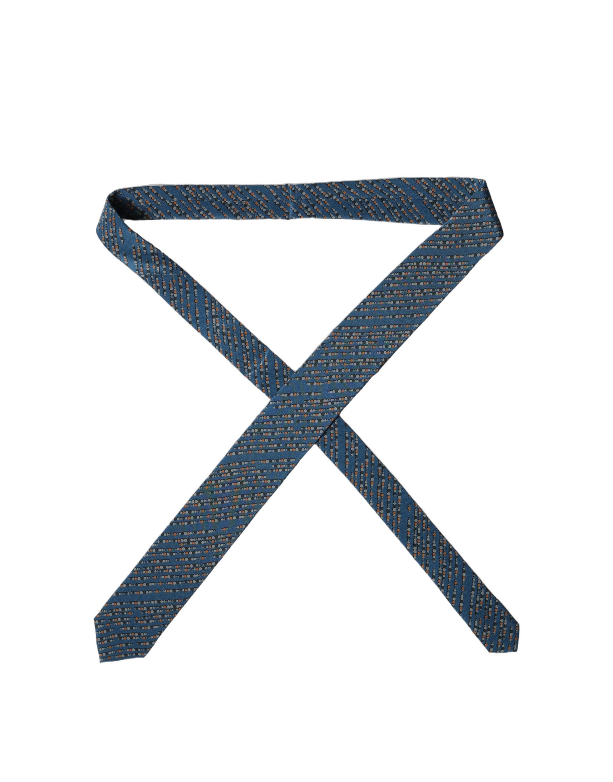 Dolce & Gabbana Blue Patterned 100% Silk Adjustable Men Tied Necktie Tie