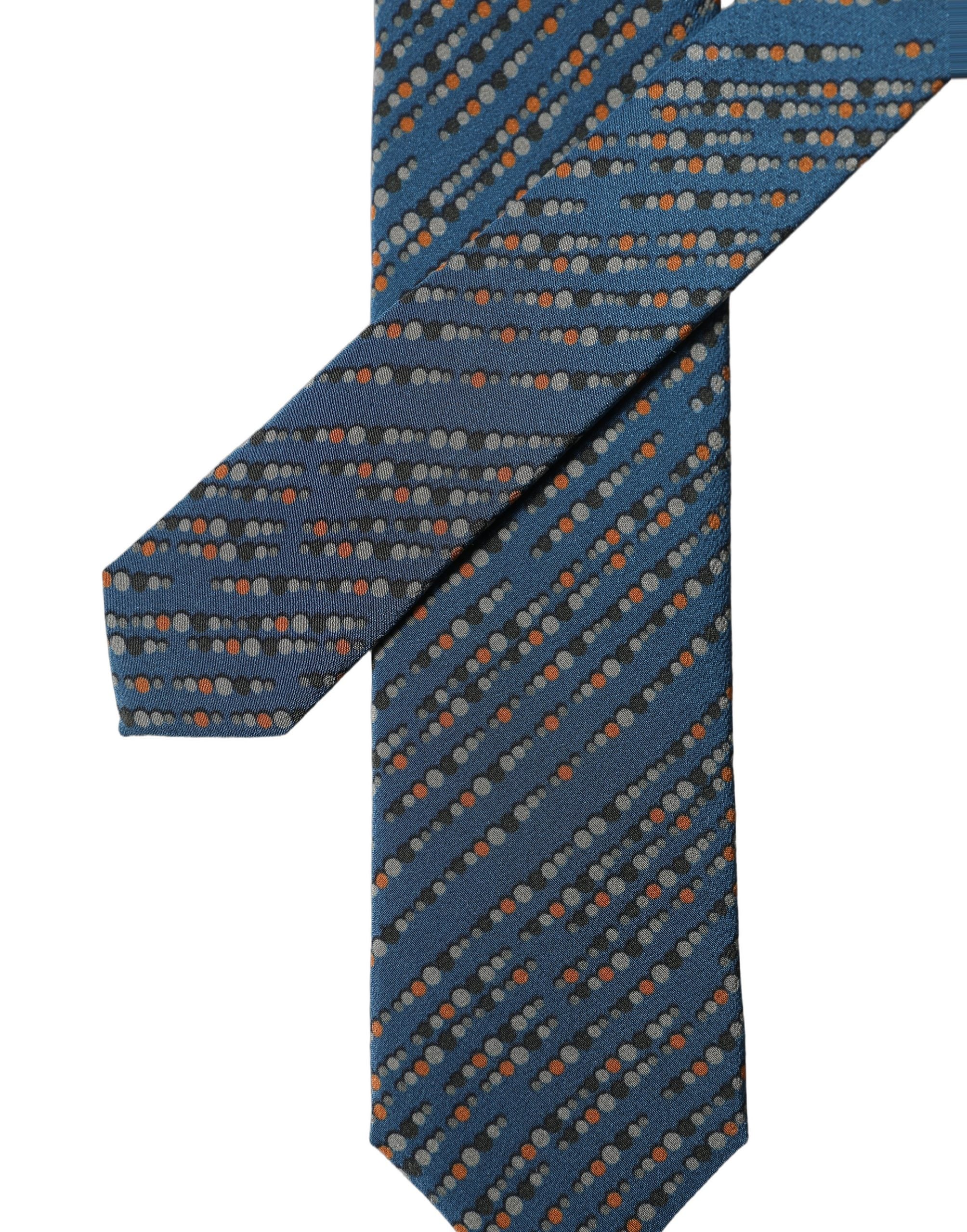Dolce & Gabbana Blue Patterned 100% Silk Adjustable Men Tied Necktie Tie