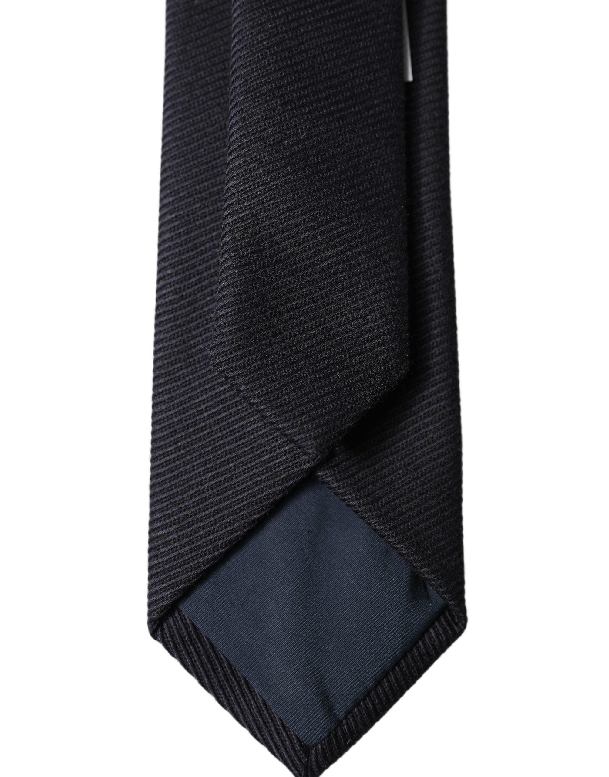 Dolce & Gabbana Black Solid 100% Silk Adjustable Men Tied Necktie Tie