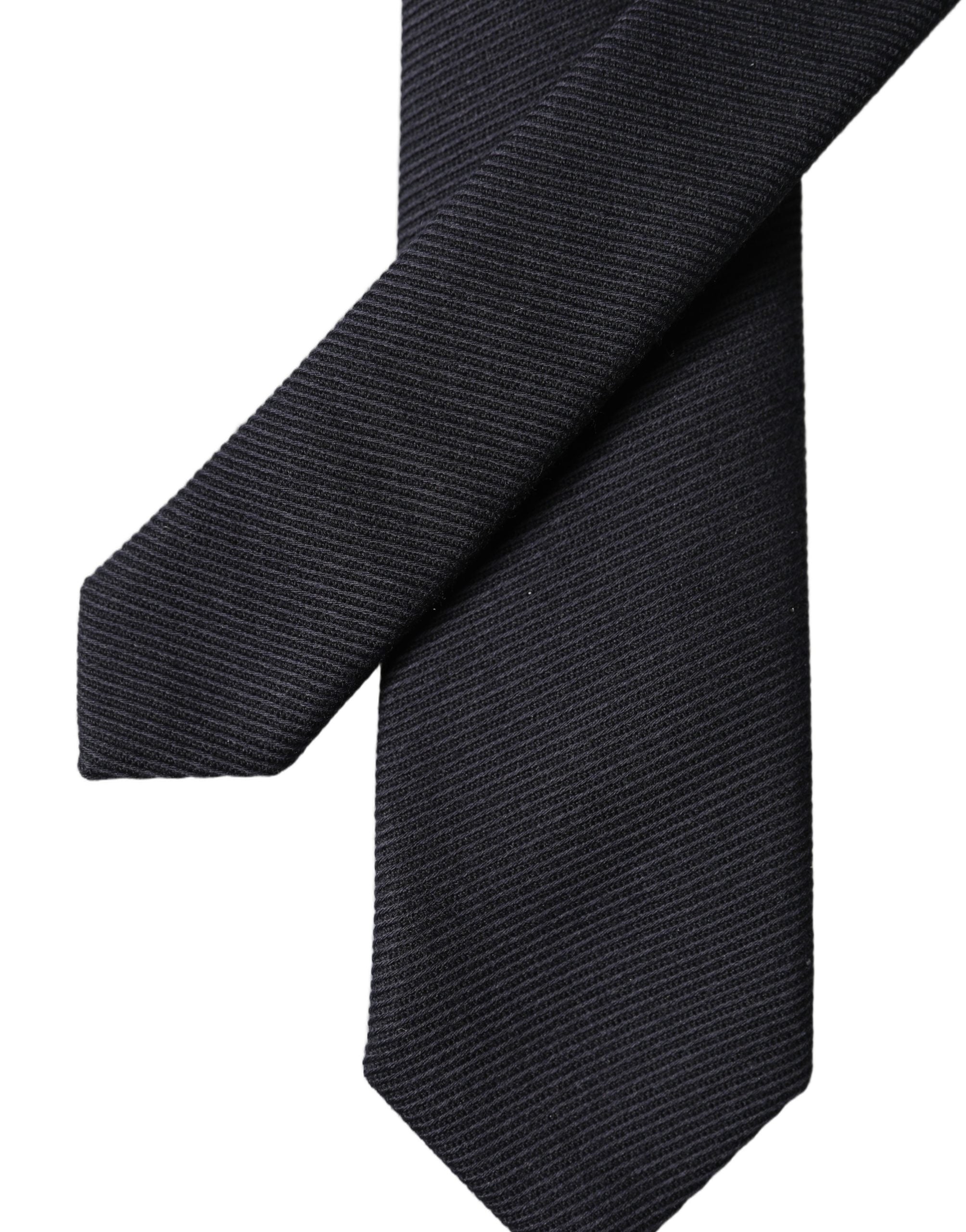 Dolce & Gabbana Black Solid 100% Silk Adjustable Men Tied Necktie Tie