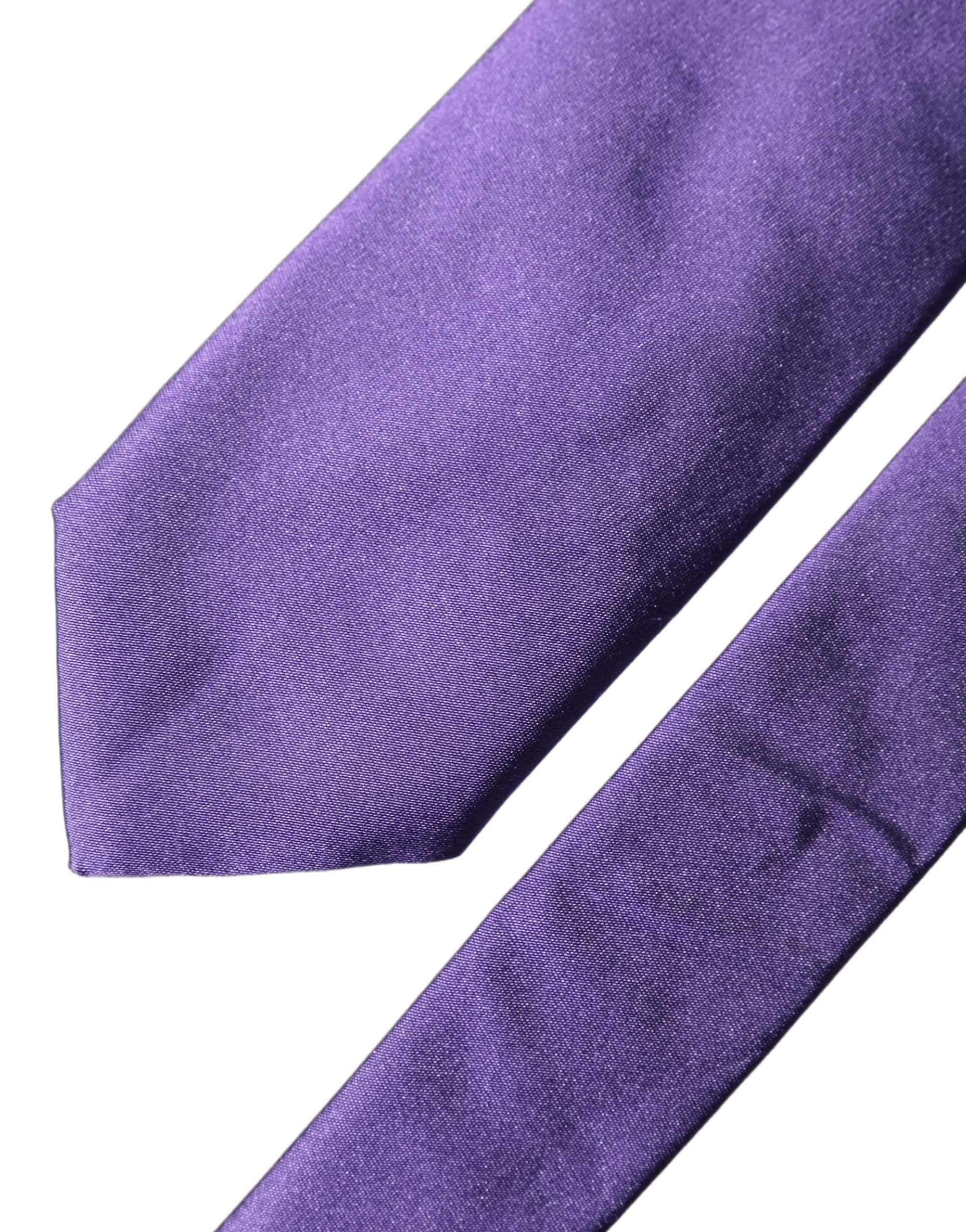 Dolce & Gabbana Purple Satin 100% Silk Adjustable Men Tied Necktie Tie
