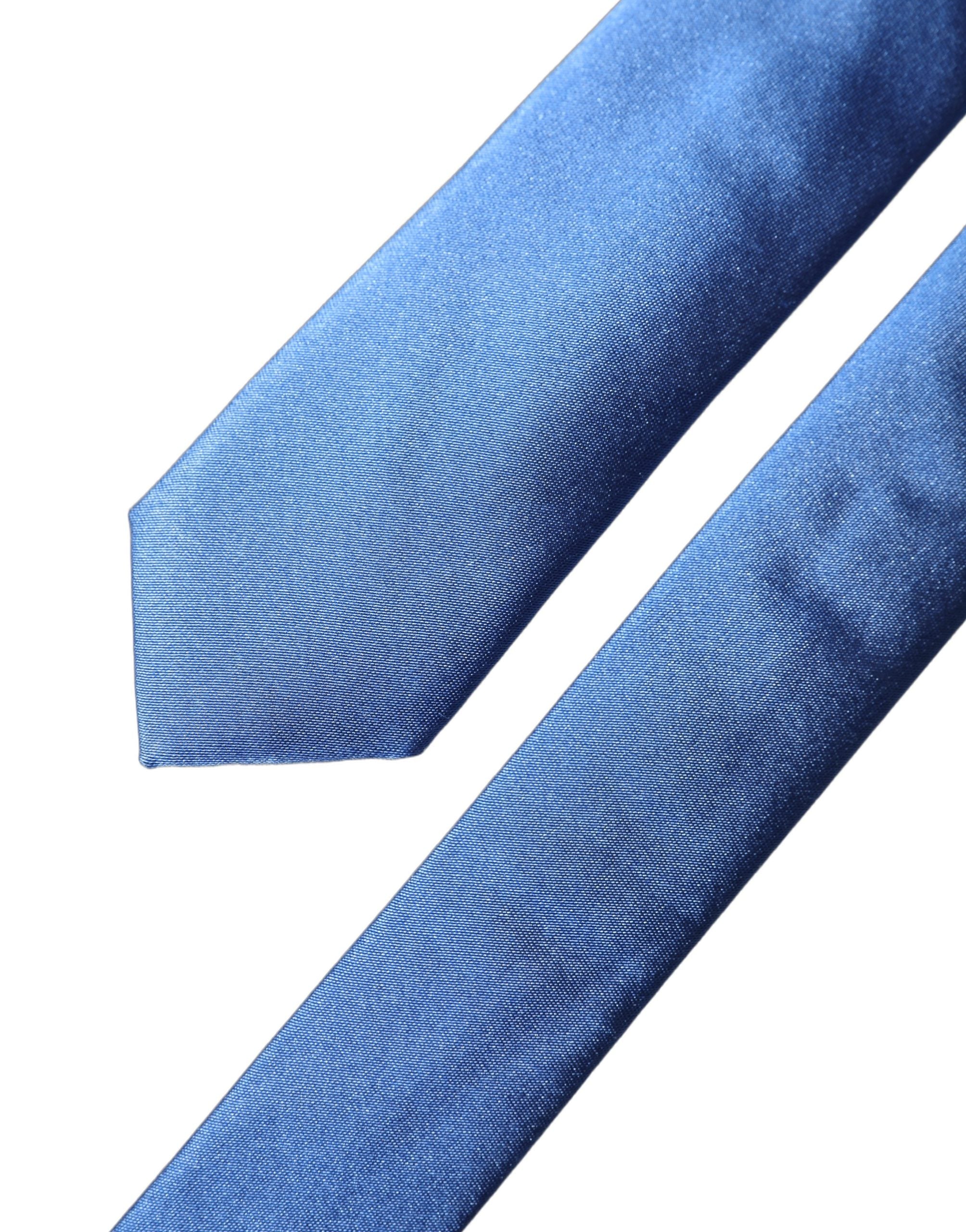 Dolce & Gabbana Blue Satin 100% Silk Adjustable Men Tied Necktie Tie