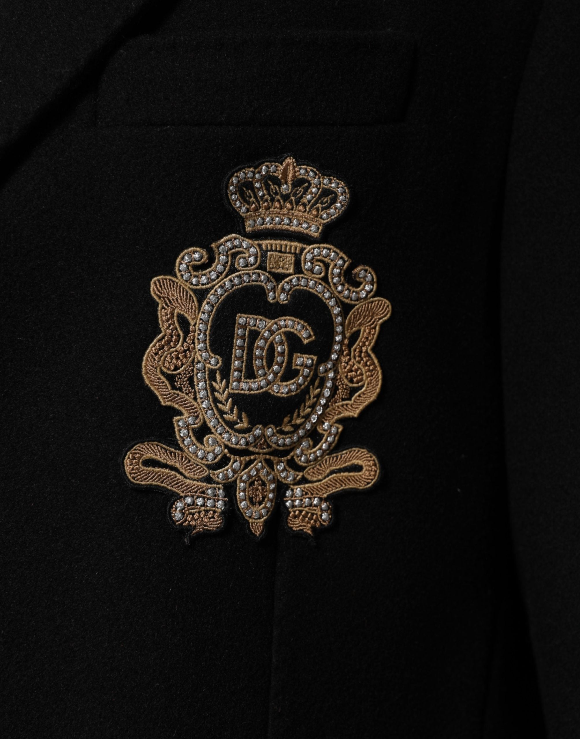 Dolce & Gabbana Black Heraldic Patch Single Breasted Jacket