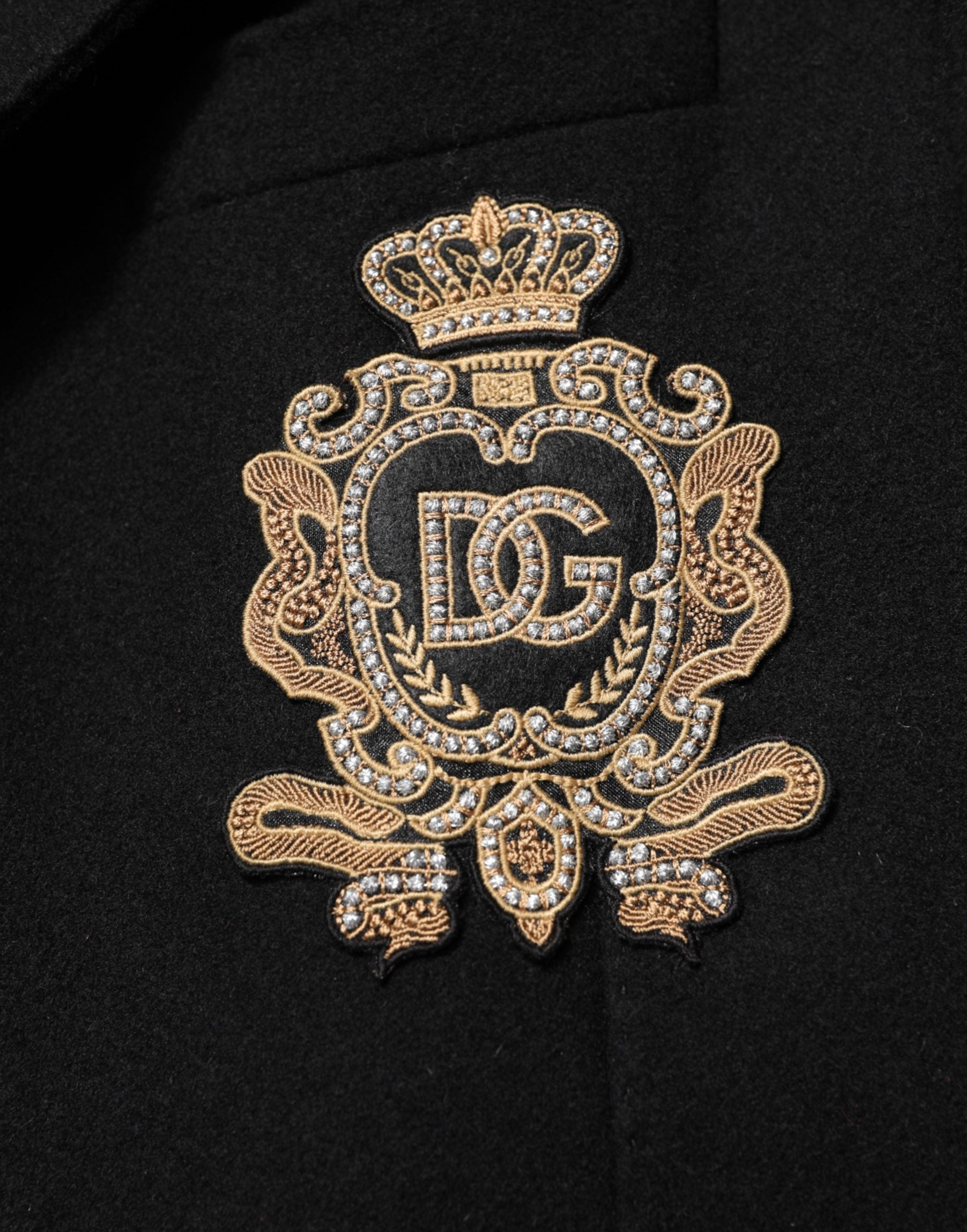 Dolce & Gabbana Black Heraldic Patch Single Breasted Jacket