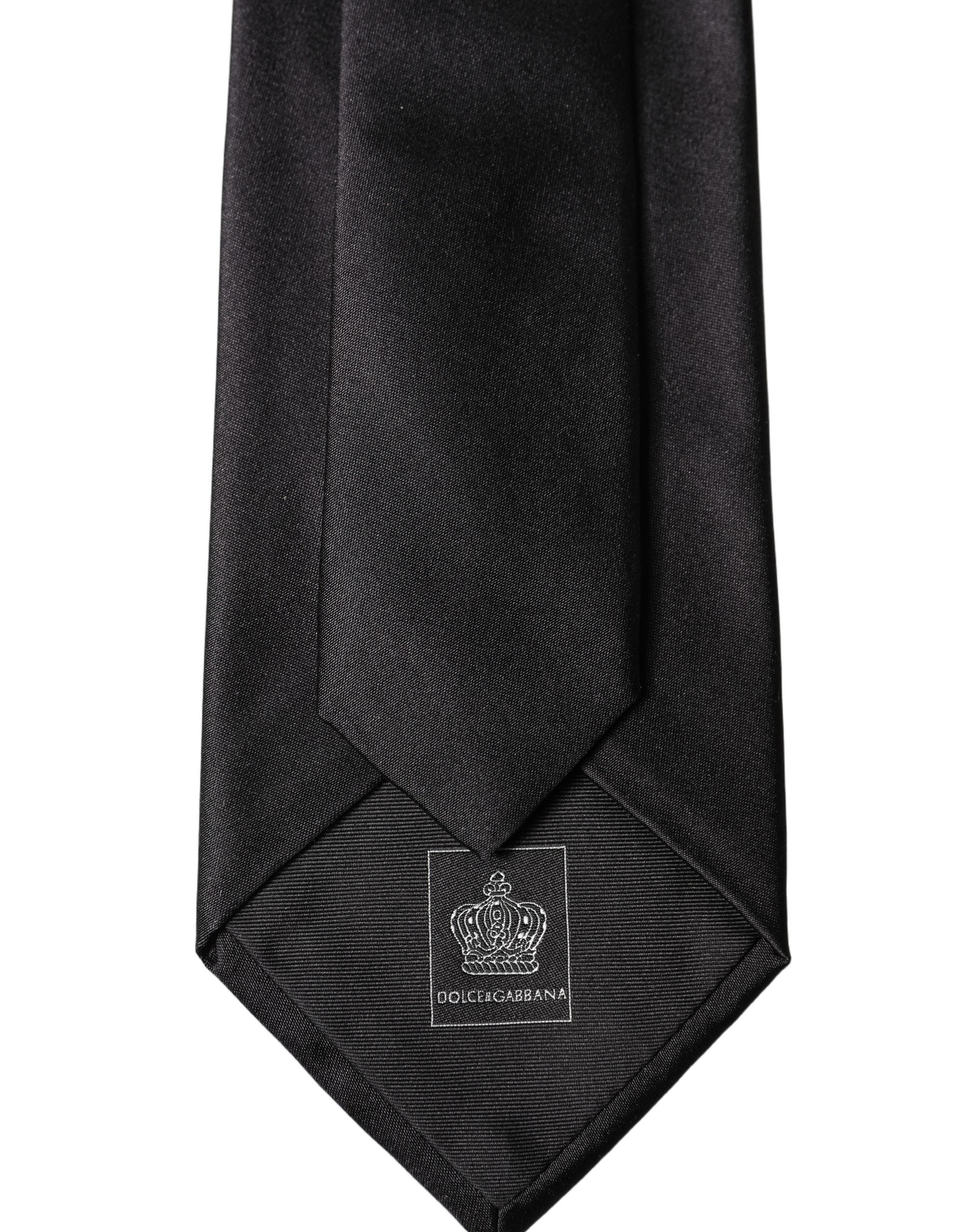 Dolce & Gabbana Black Satin 100% Silk Adjustable Women Tied Necktie Tie
